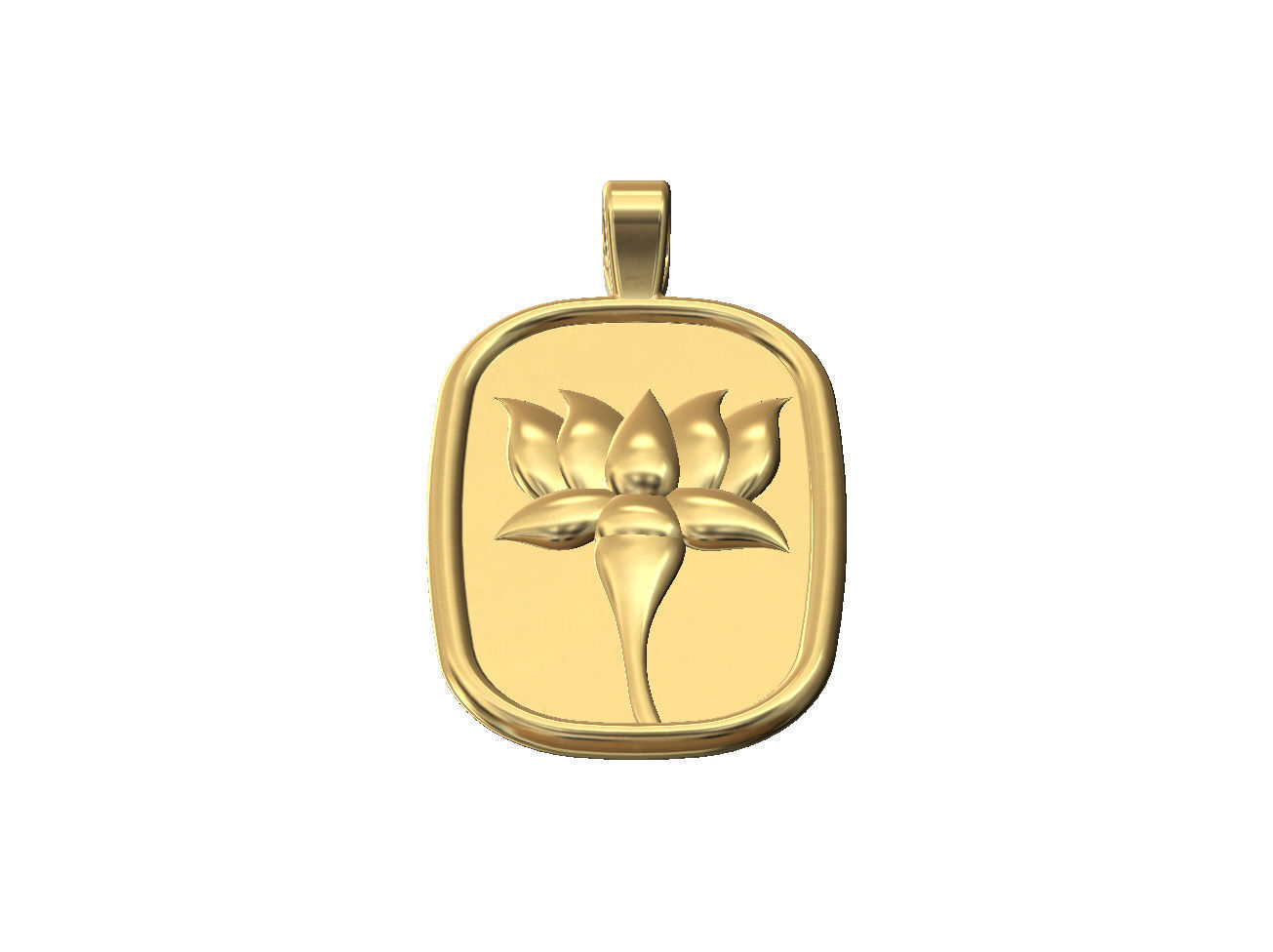 Lotus flower relief pendant and charm 3D print model_2