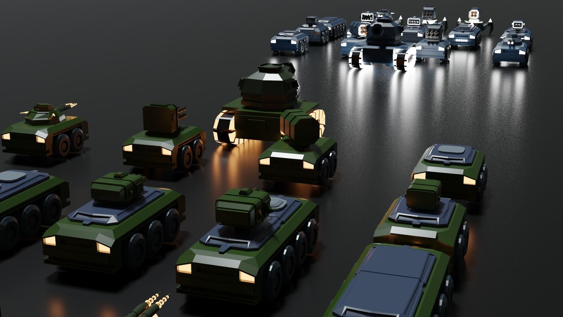 Low Poly War 13 Vehicles Package Low-poly 3D model_4