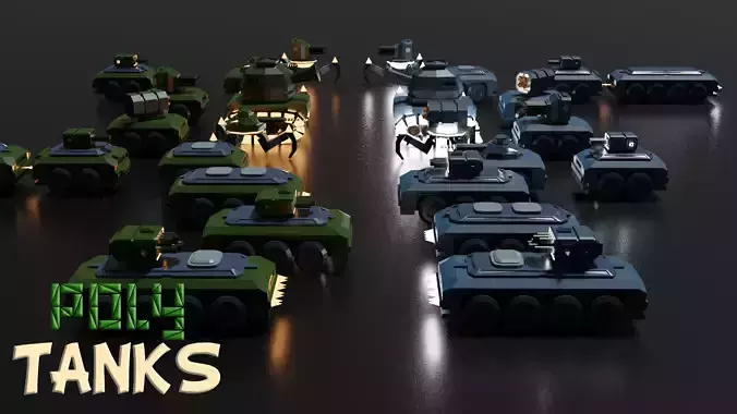 Low Poly War 13 Vehicles Package Low-poly 3D model