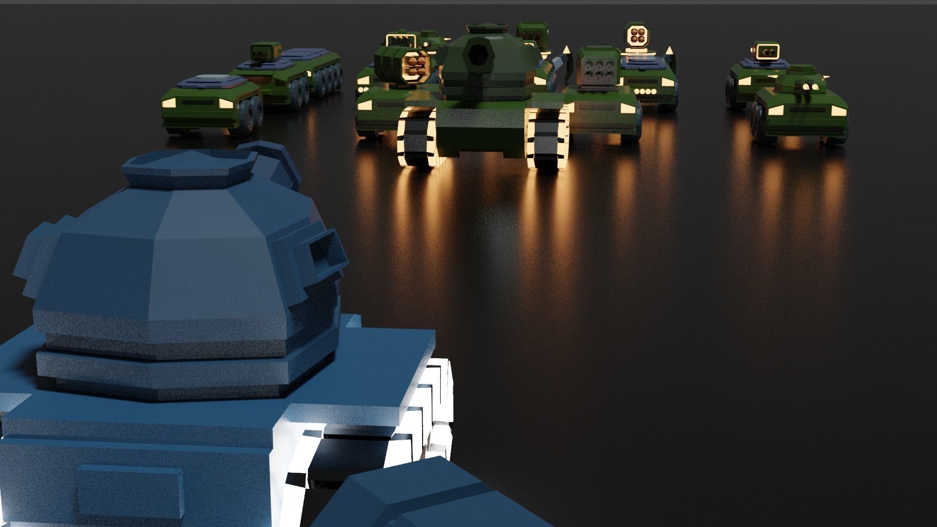 Low Poly War 13 Vehicles Package Low-poly 3D model_5