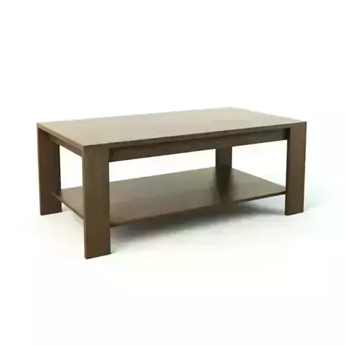 Light Brown Wooden Coffee Table With Bottom Shelf