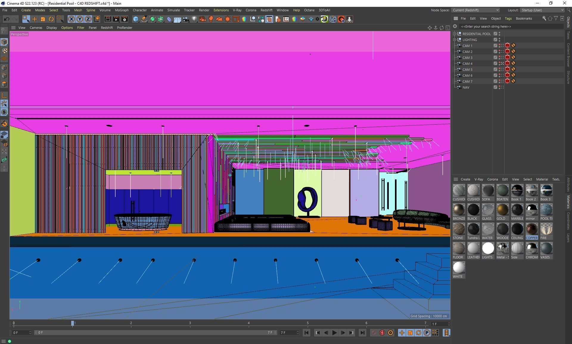 Redshift - C4D scene files - Residential Pool Interior 3D model_24