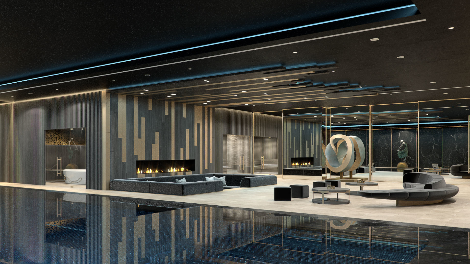 Redshift - C4D scene files - Residential Pool Interior 3D model_5