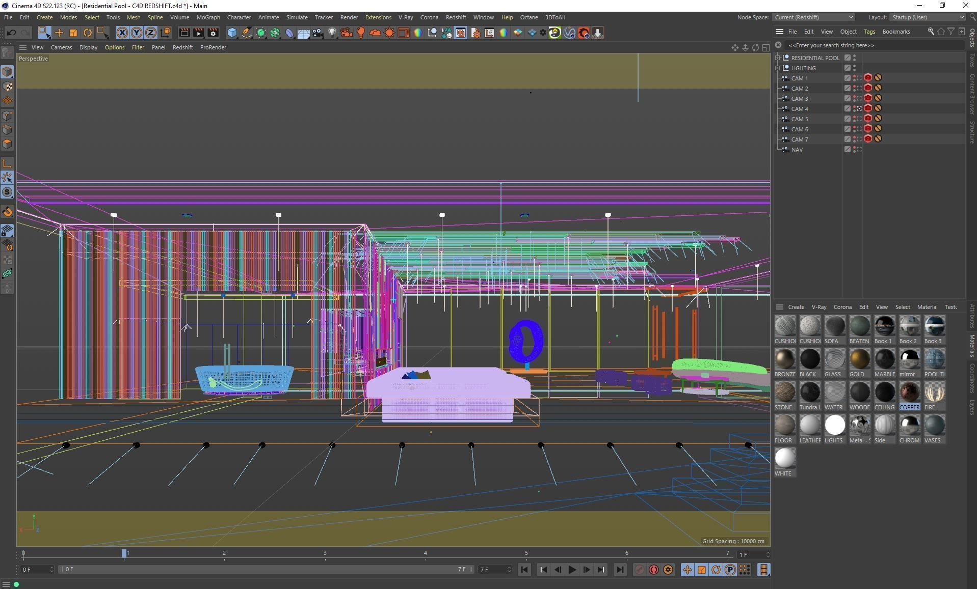 Redshift - C4D scene files - Residential Pool Interior 3D model_11
