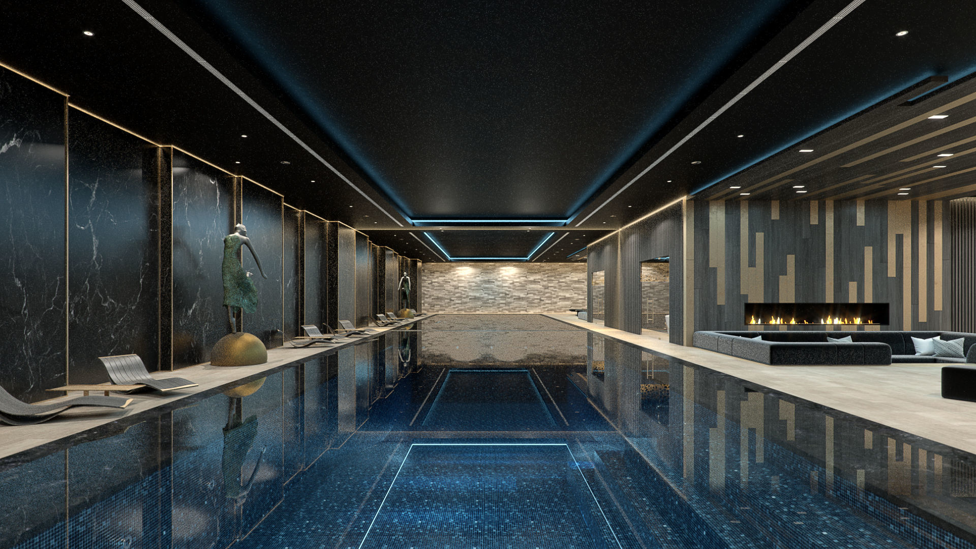 Redshift - C4D scene files - Residential Pool Interior 3D model_3