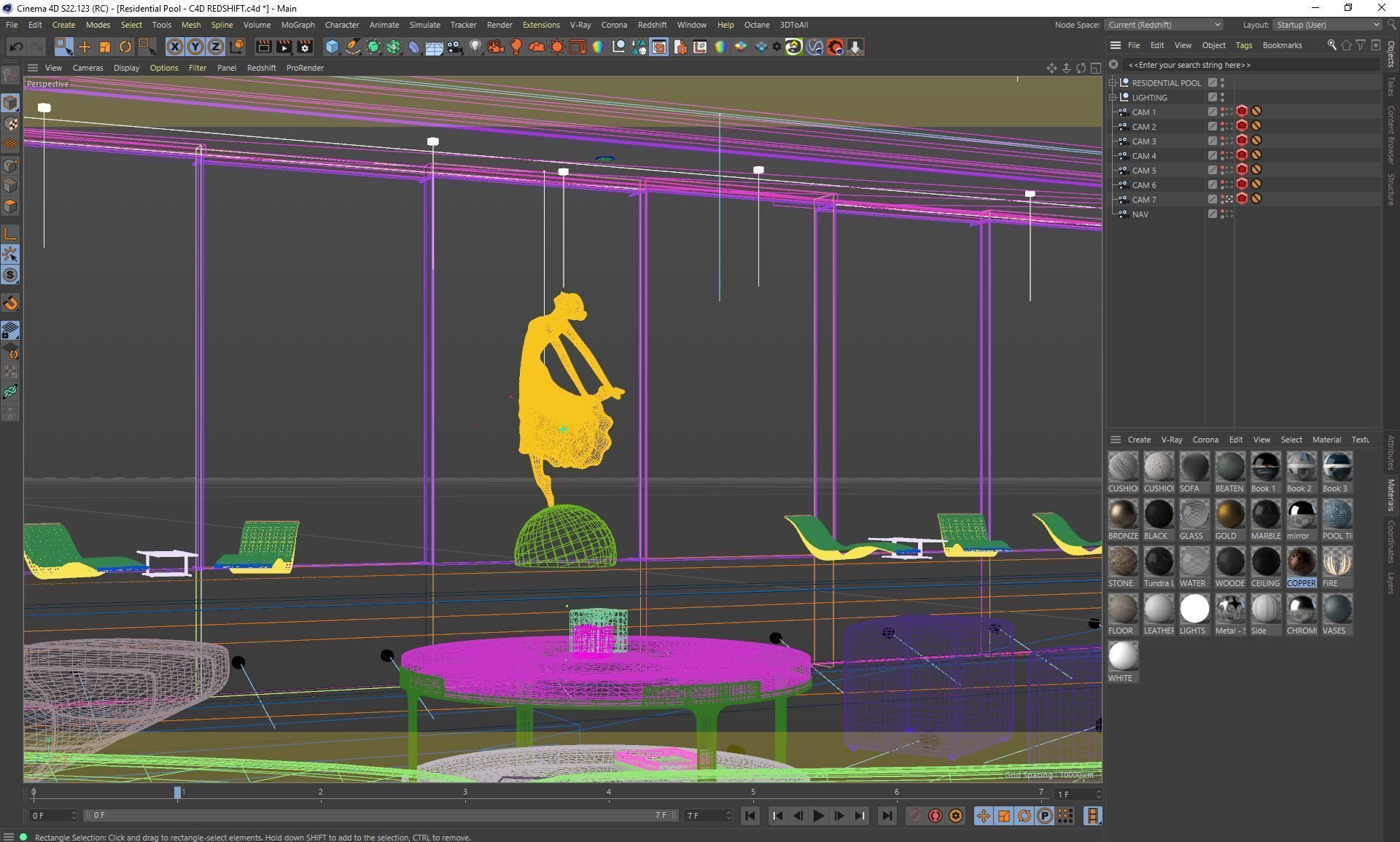 Redshift - C4D scene files - Residential Pool Interior 3D model_14