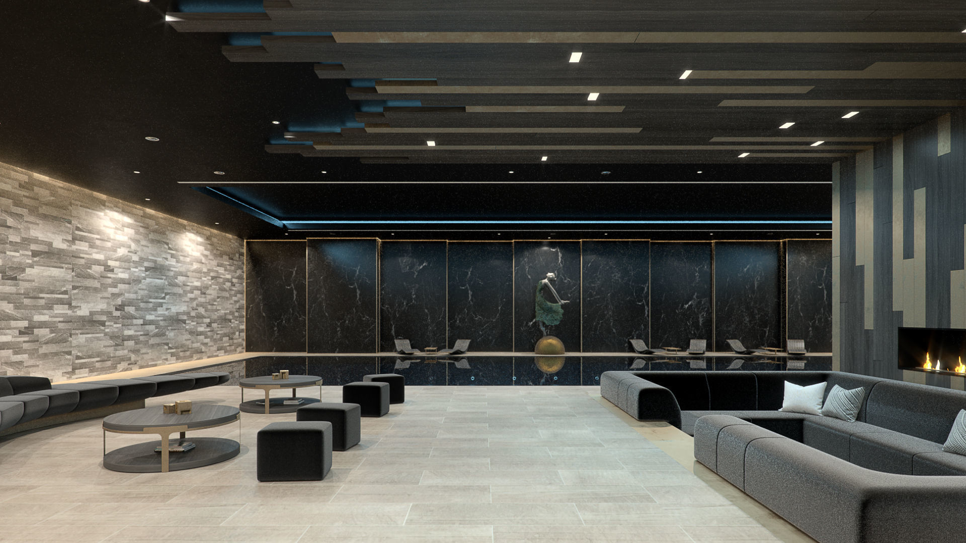 Redshift - C4D scene files - Residential Pool Interior 3D model_2