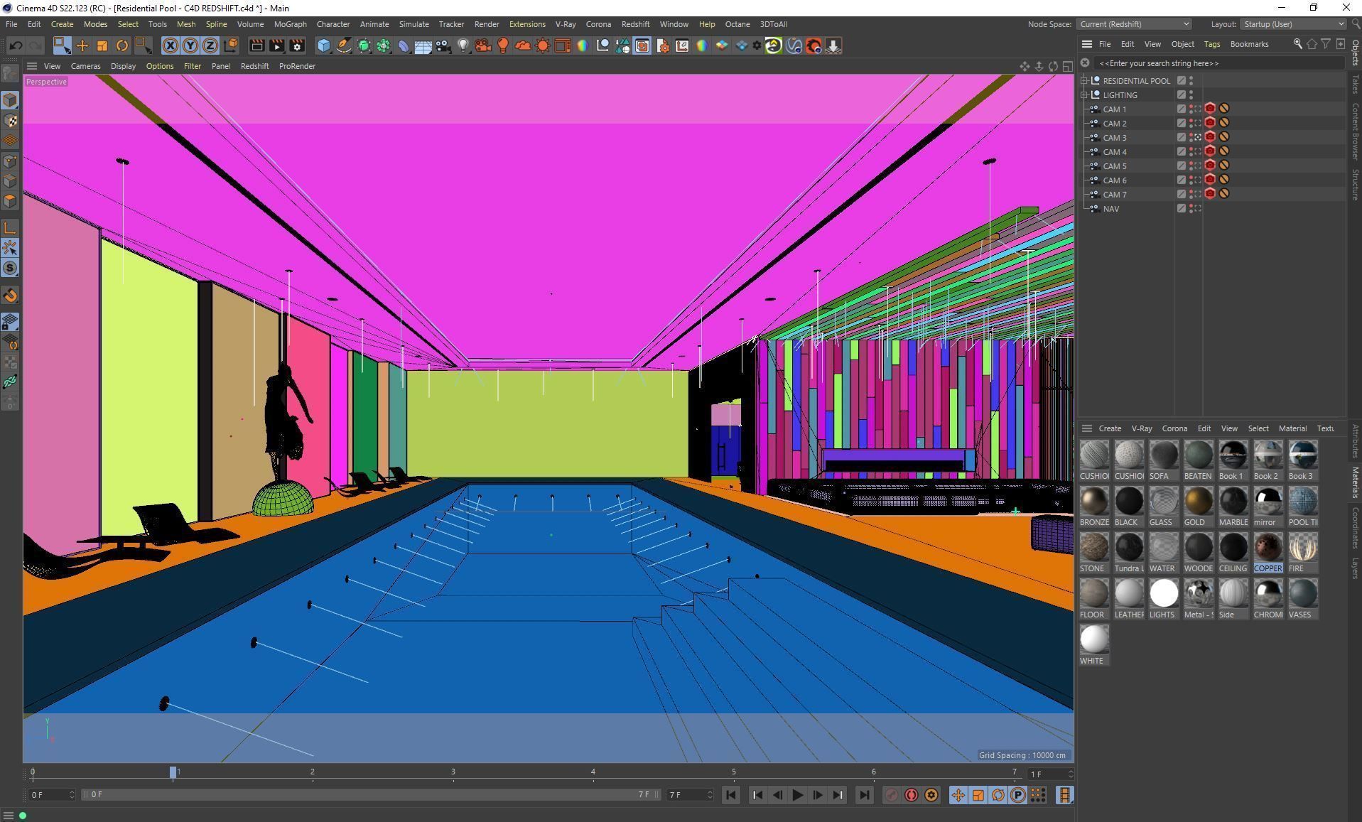Redshift - C4D scene files - Residential Pool Interior 3D model_23