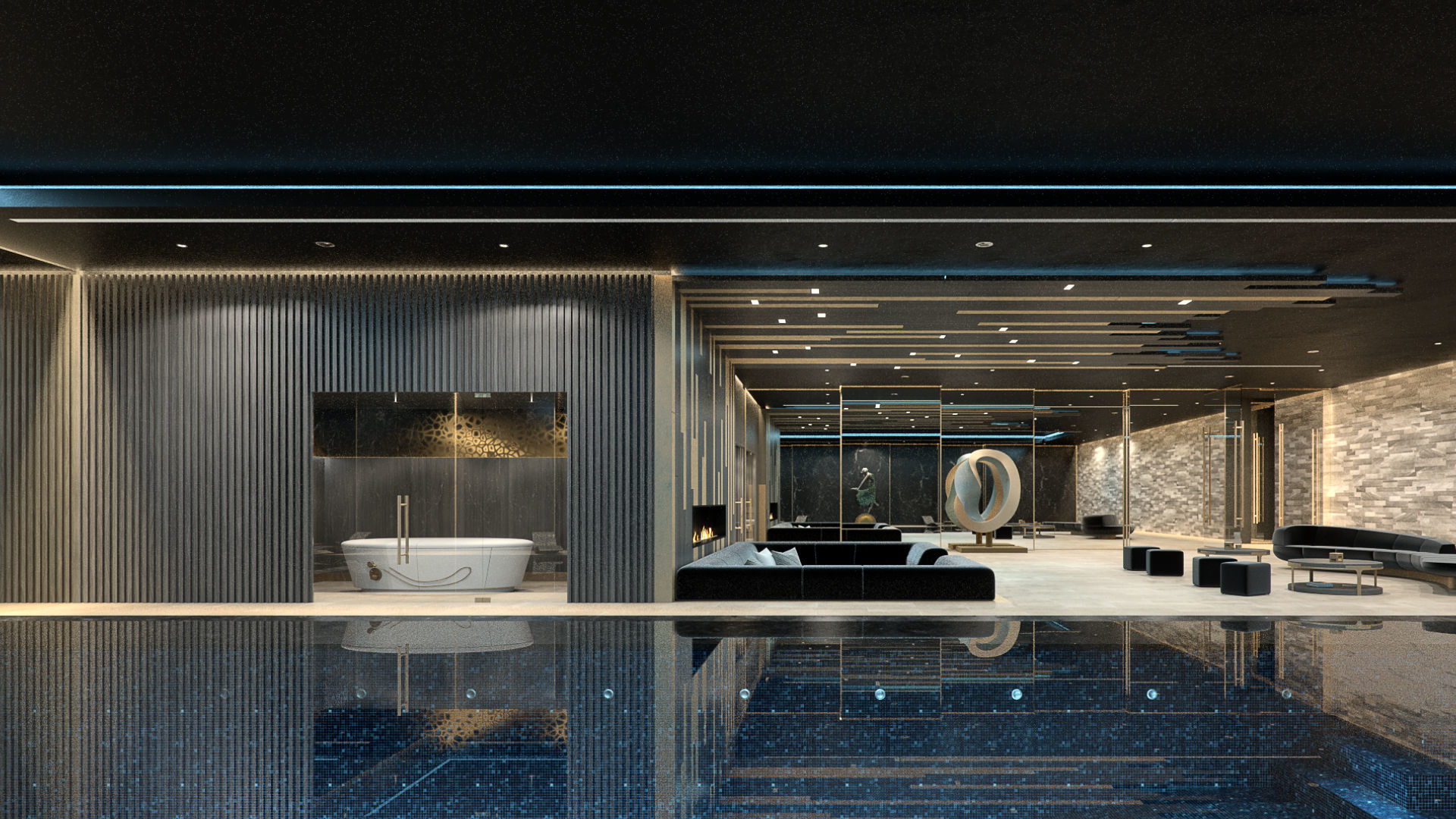 Redshift - C4D scene files - Residential Pool Interior 3D model_4