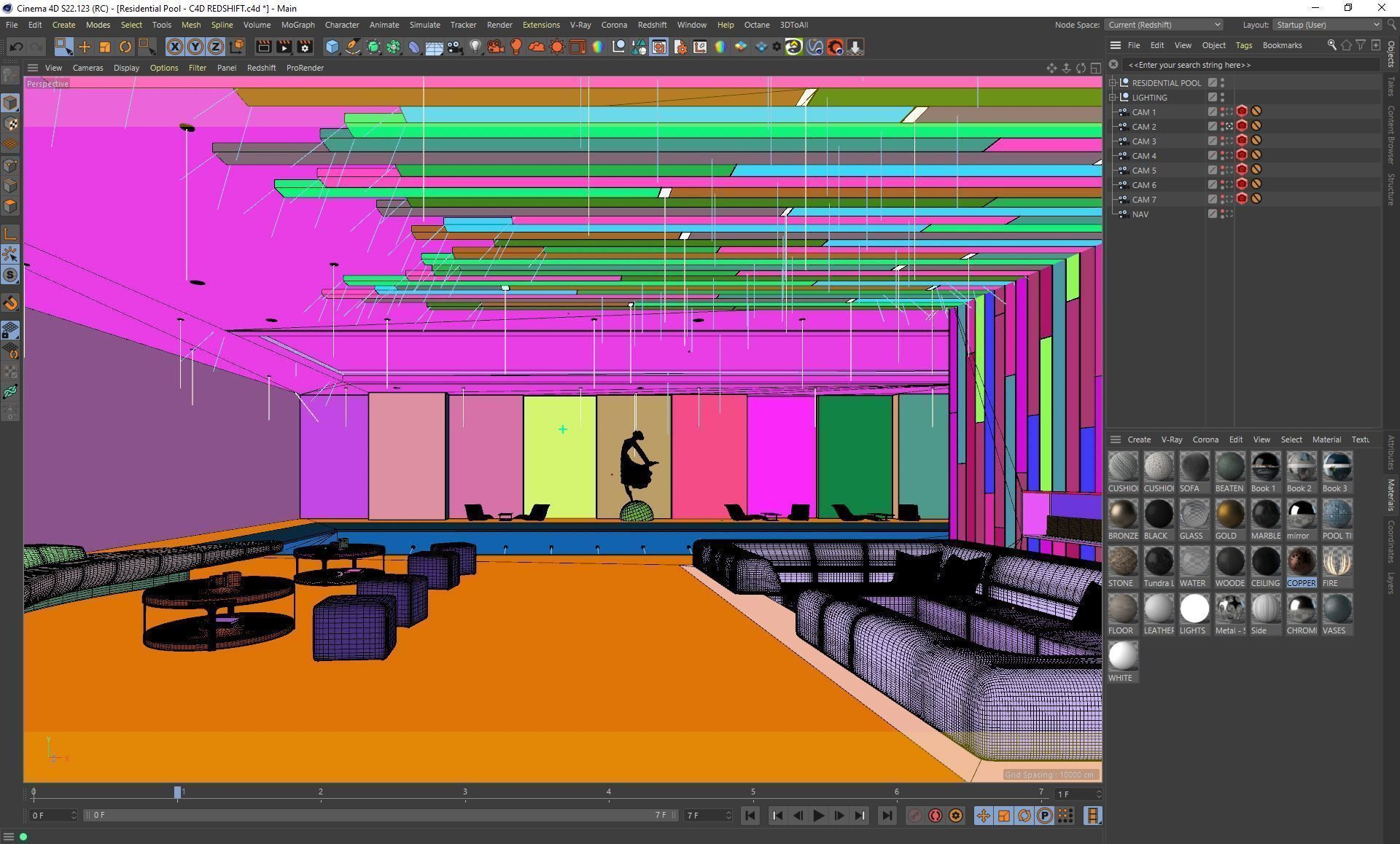 Redshift - C4D scene files - Residential Pool Interior 3D model_22