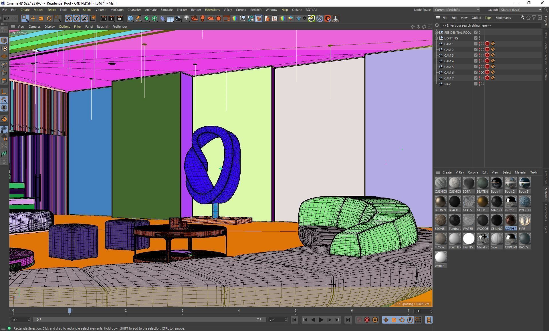Redshift - C4D scene files - Residential Pool Interior 3D model_26