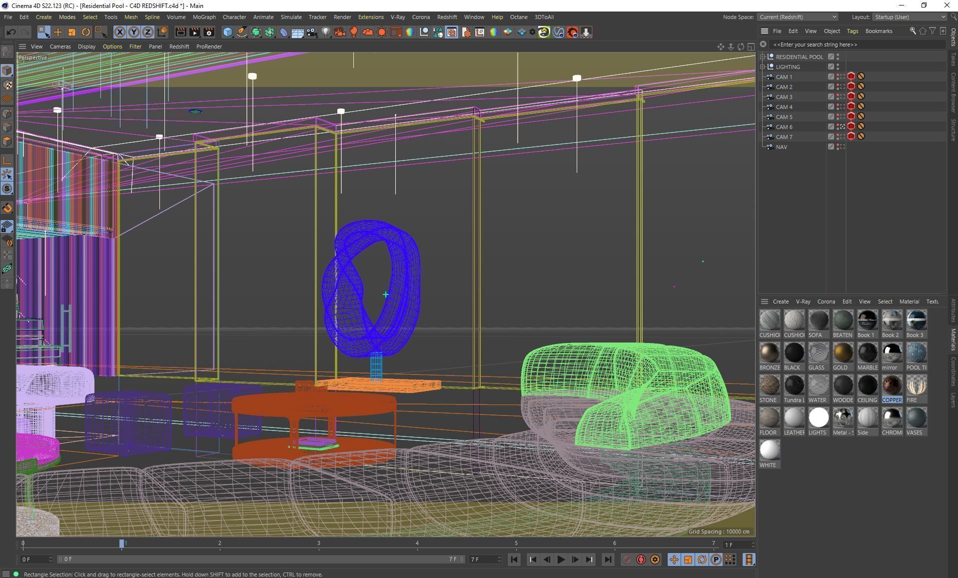 Redshift - C4D scene files - Residential Pool Interior 3D model_13
