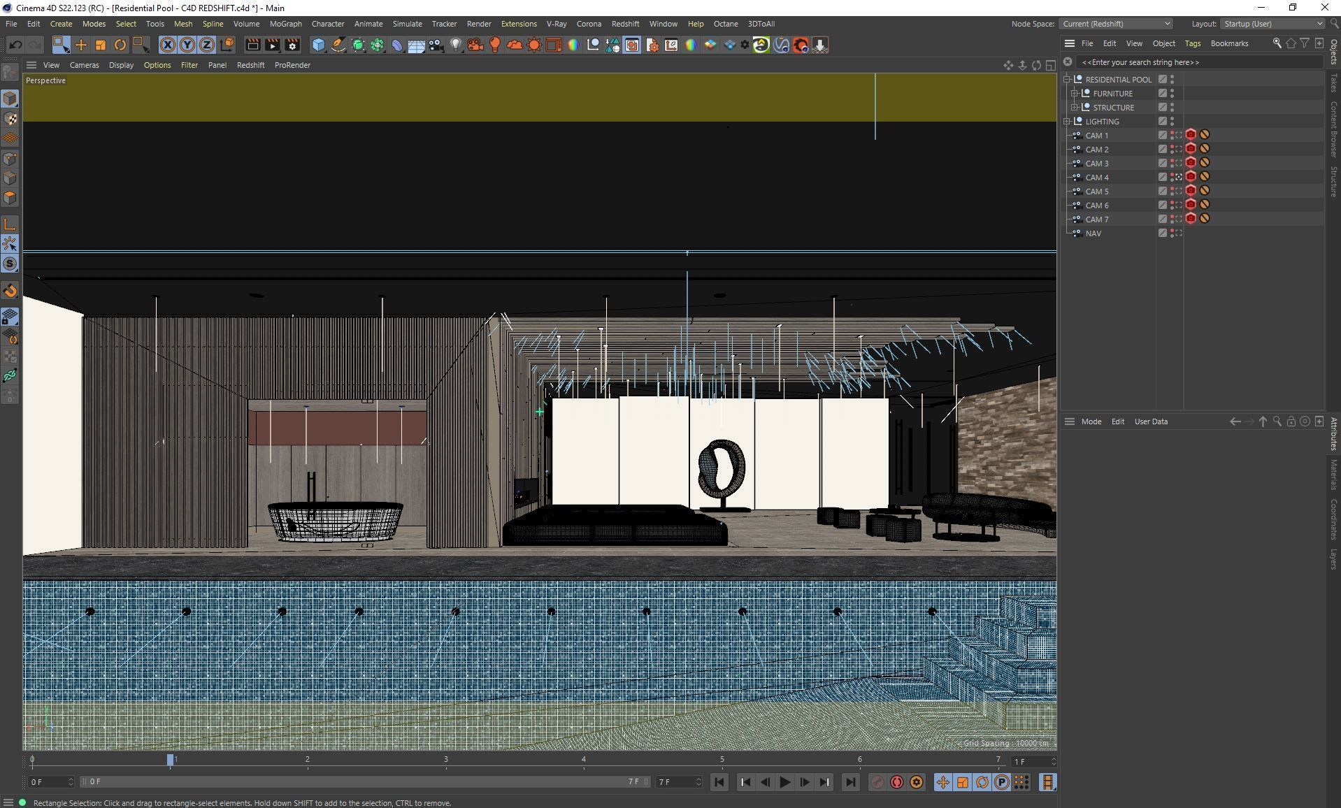 Redshift - C4D scene files - Residential Pool Interior 3D model_18
