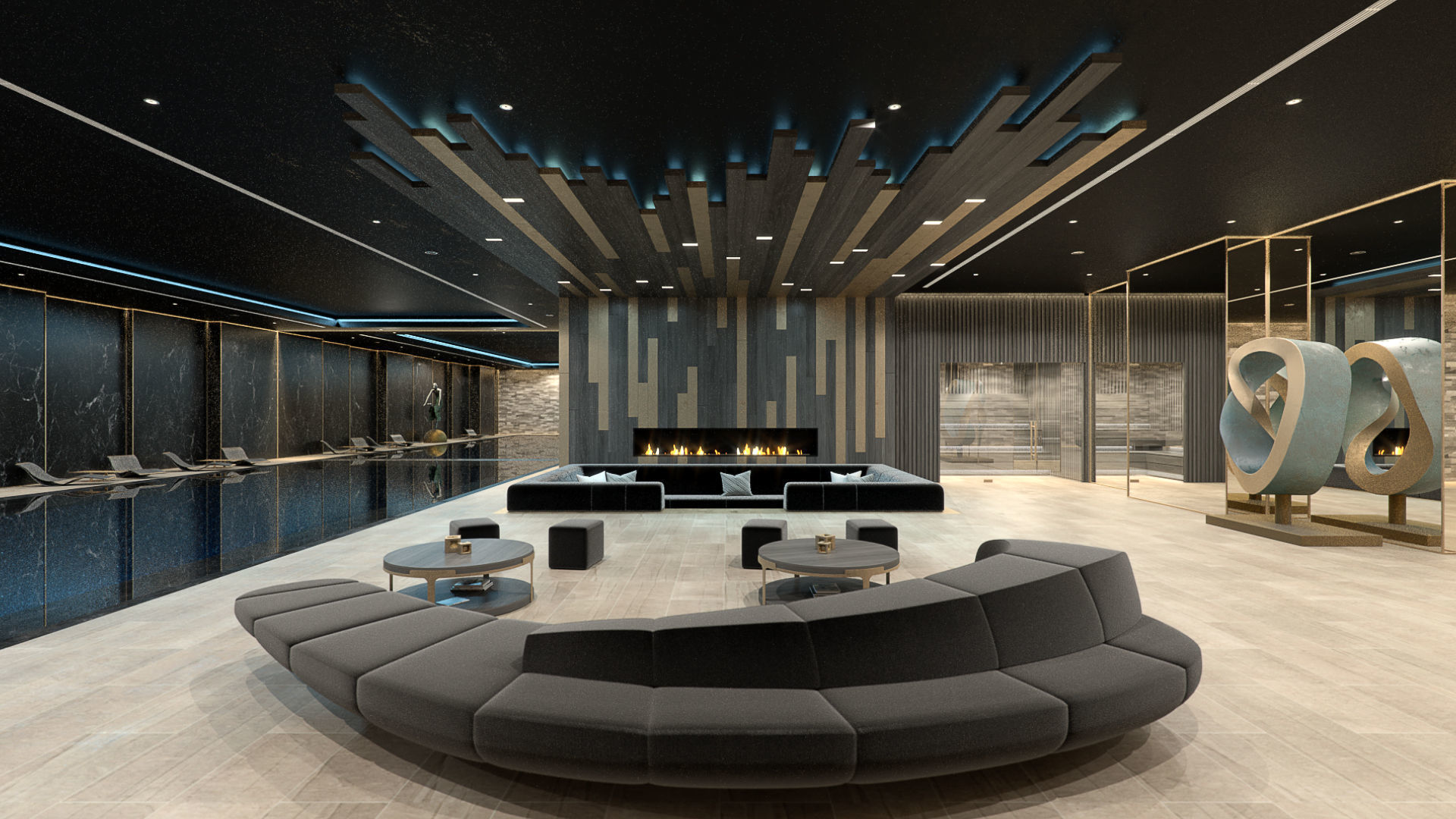 Redshift - C4D scene files - Residential Pool Interior 3D model_1