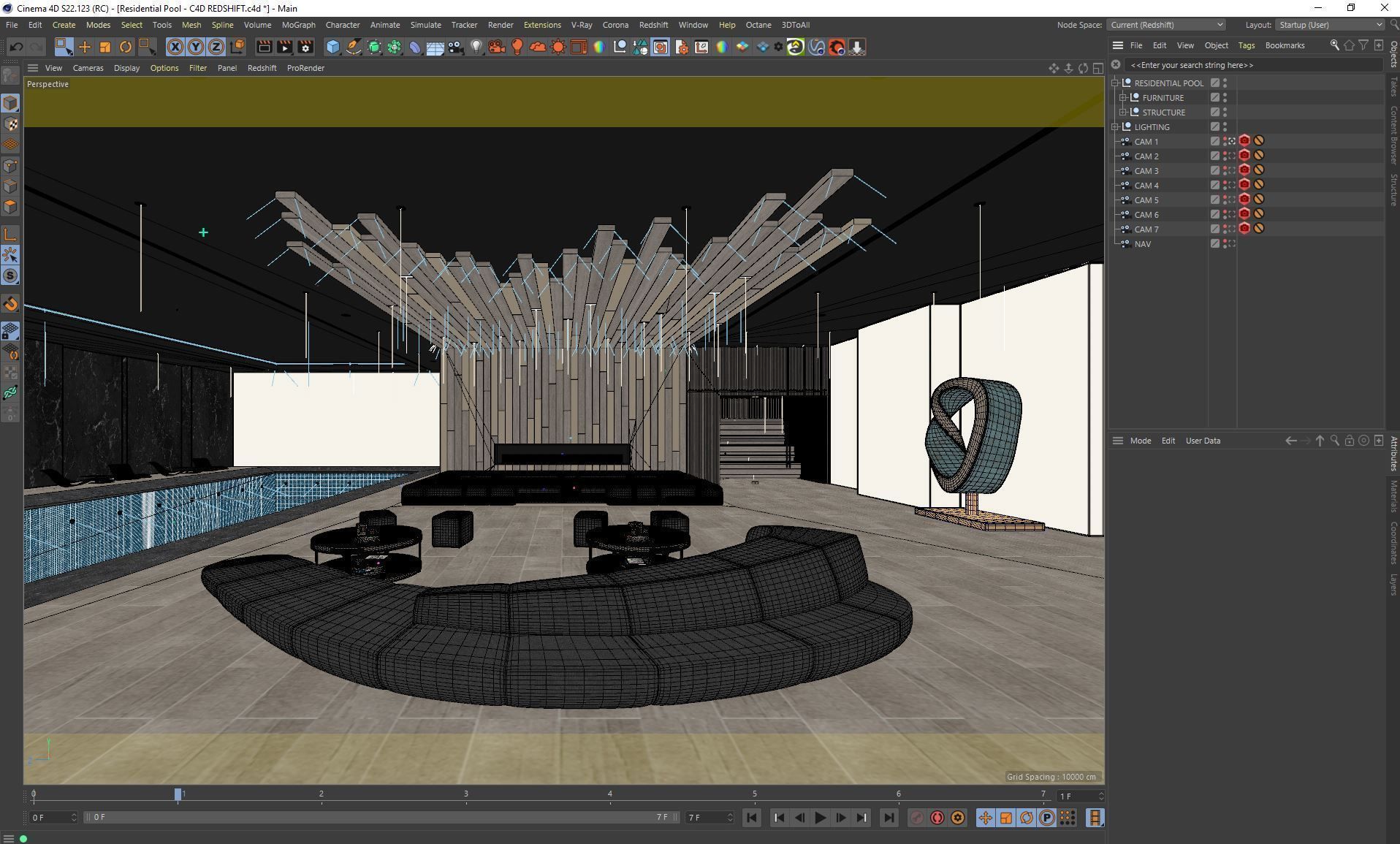 Redshift - C4D scene files - Residential Pool Interior 3D model_15