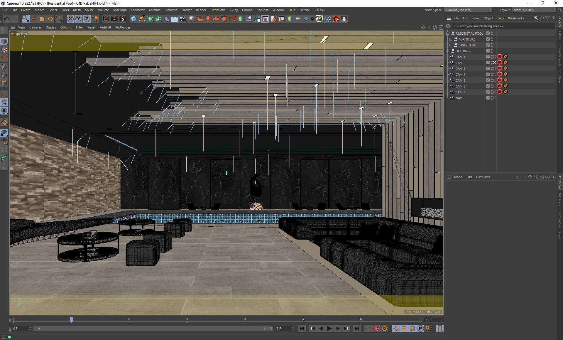 Redshift - C4D scene files - Residential Pool Interior 3D model_16