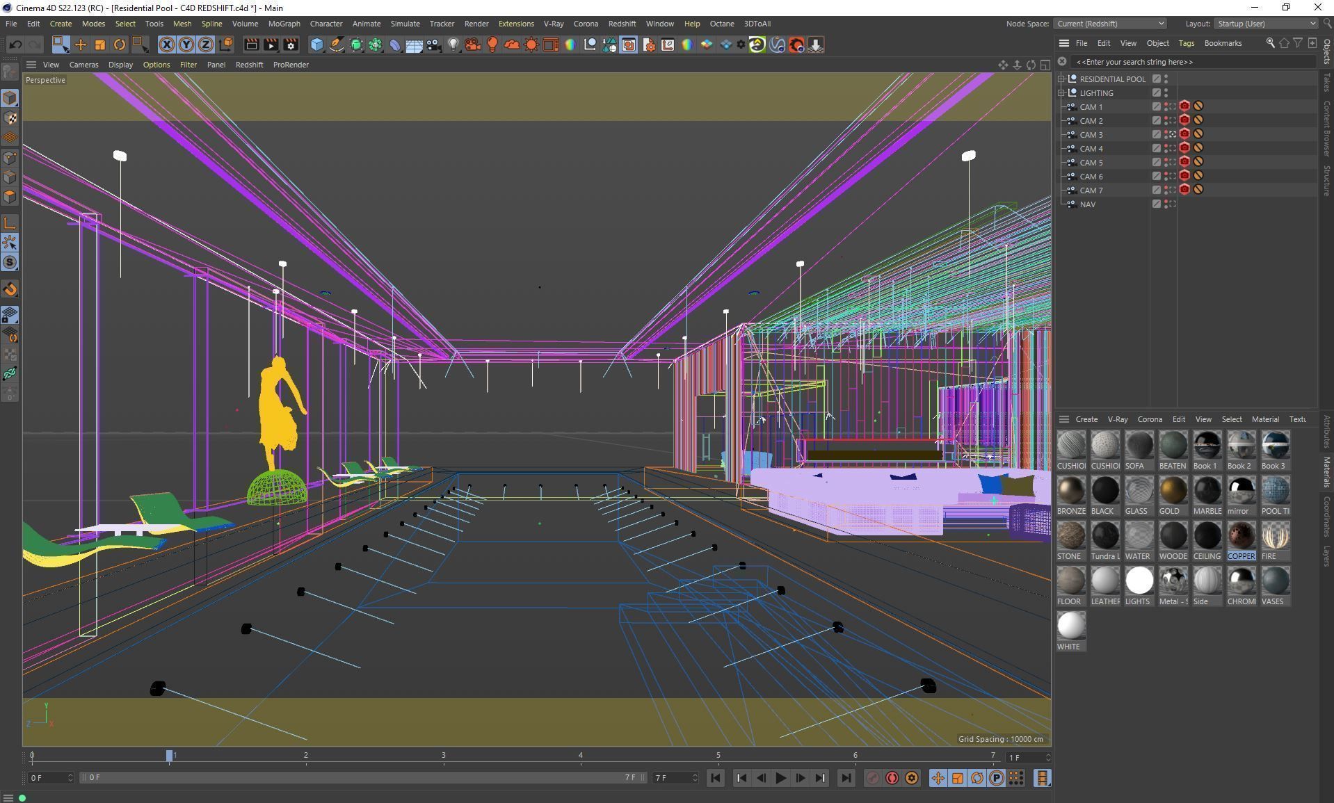 Redshift - C4D scene files - Residential Pool Interior 3D model_10