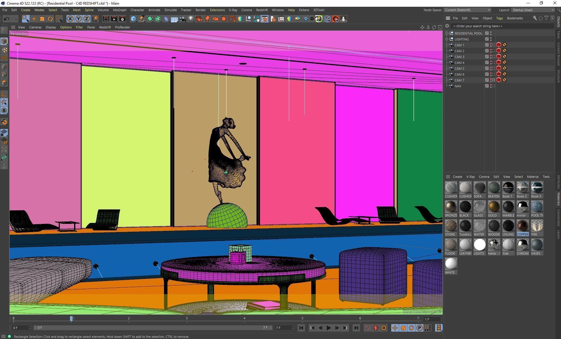 Redshift - C4D scene files - Residential Pool Interior 3D model_27