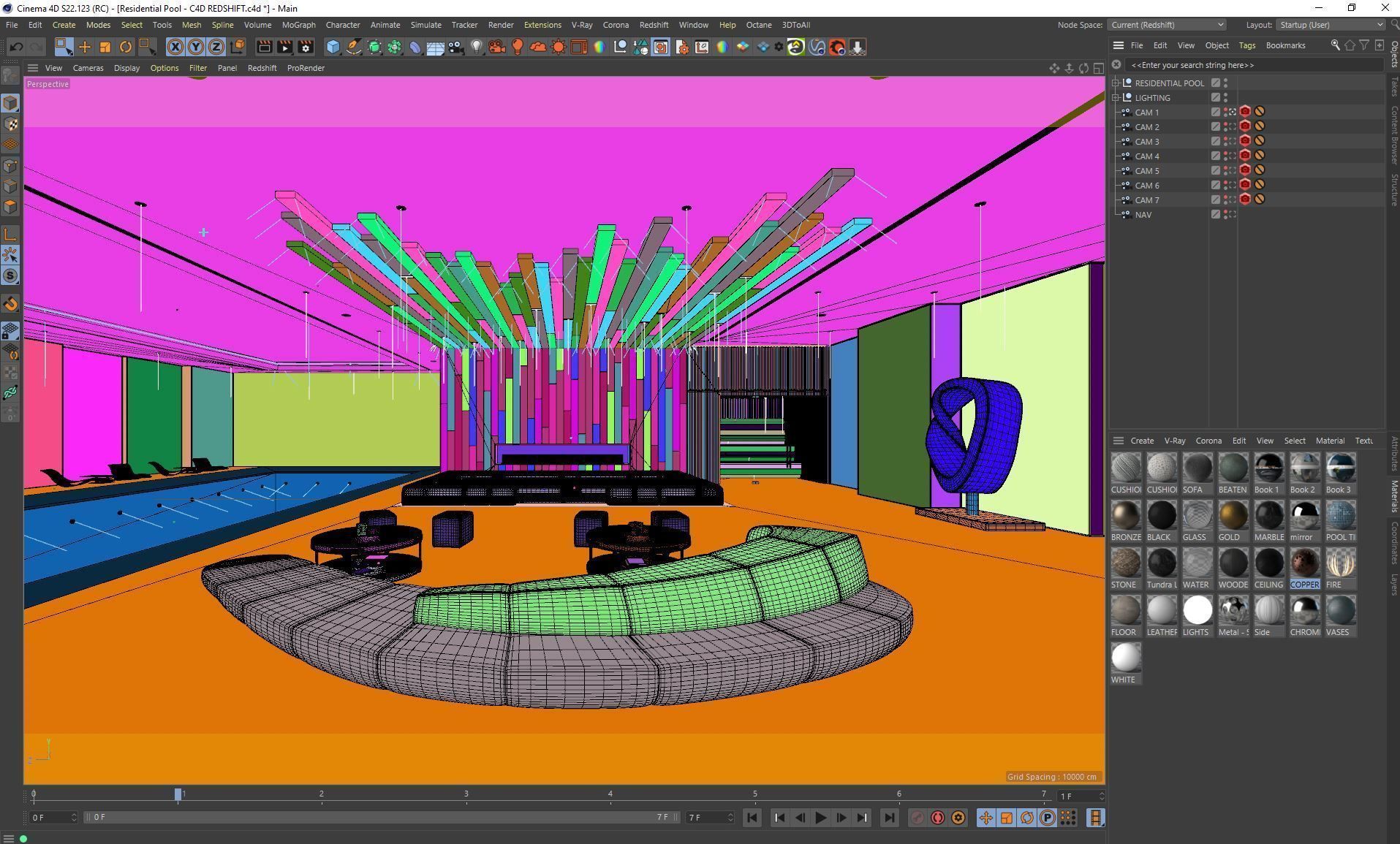 Redshift - C4D scene files - Residential Pool Interior 3D model_21