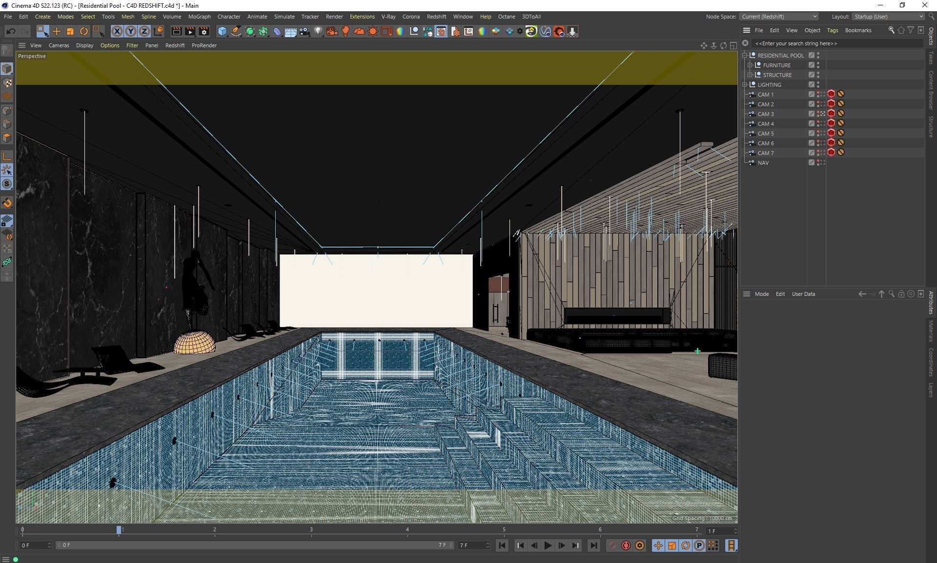 Redshift - C4D scene files - Residential Pool Interior 3D model_17