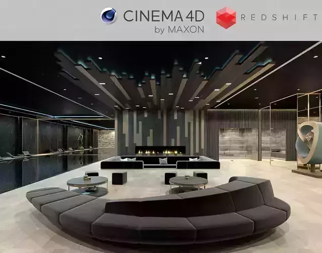 Redshift - C4D scene files - Residential Pool Interior 3D model