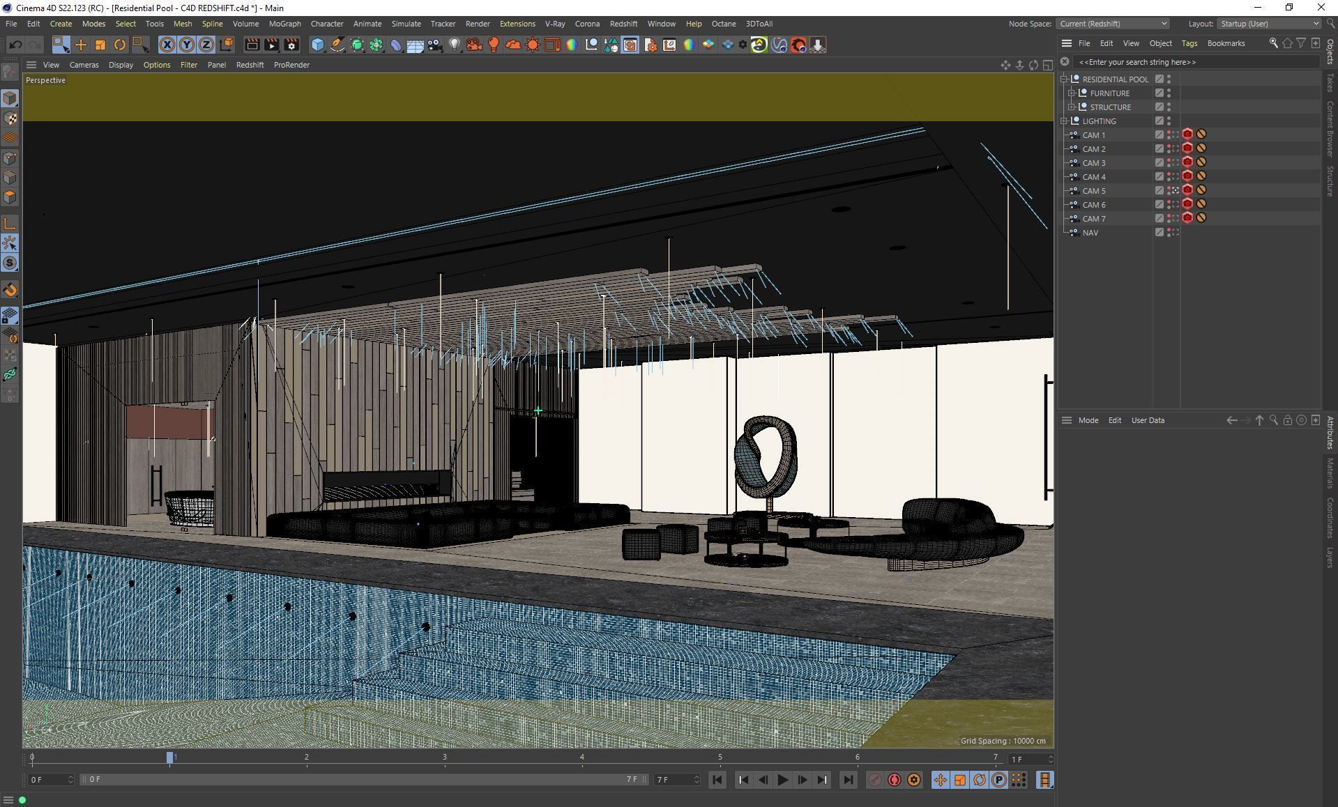 Redshift - C4D scene files - Residential Pool Interior 3D model_19