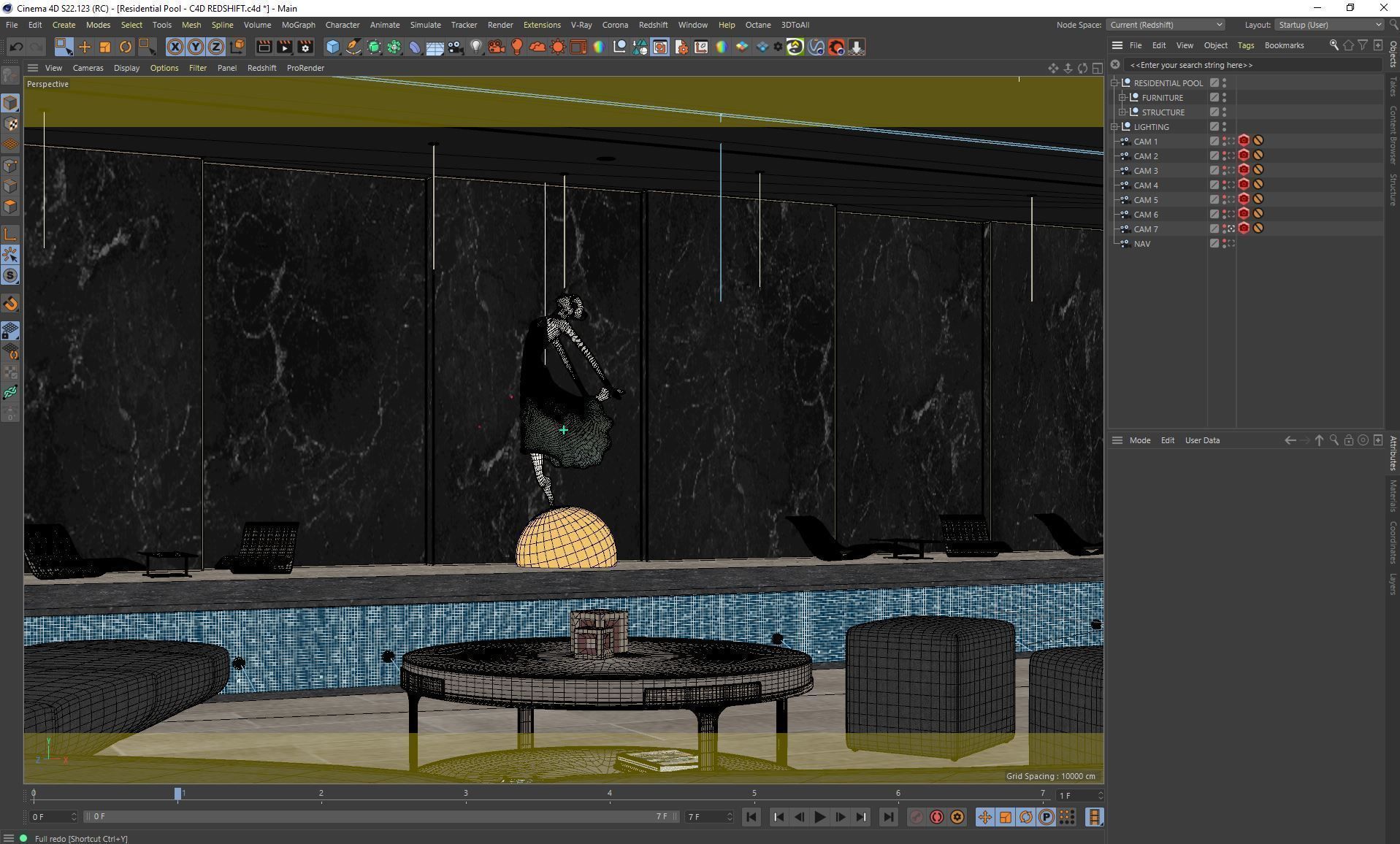 Redshift - C4D scene files - Residential Pool Interior 3D model_20