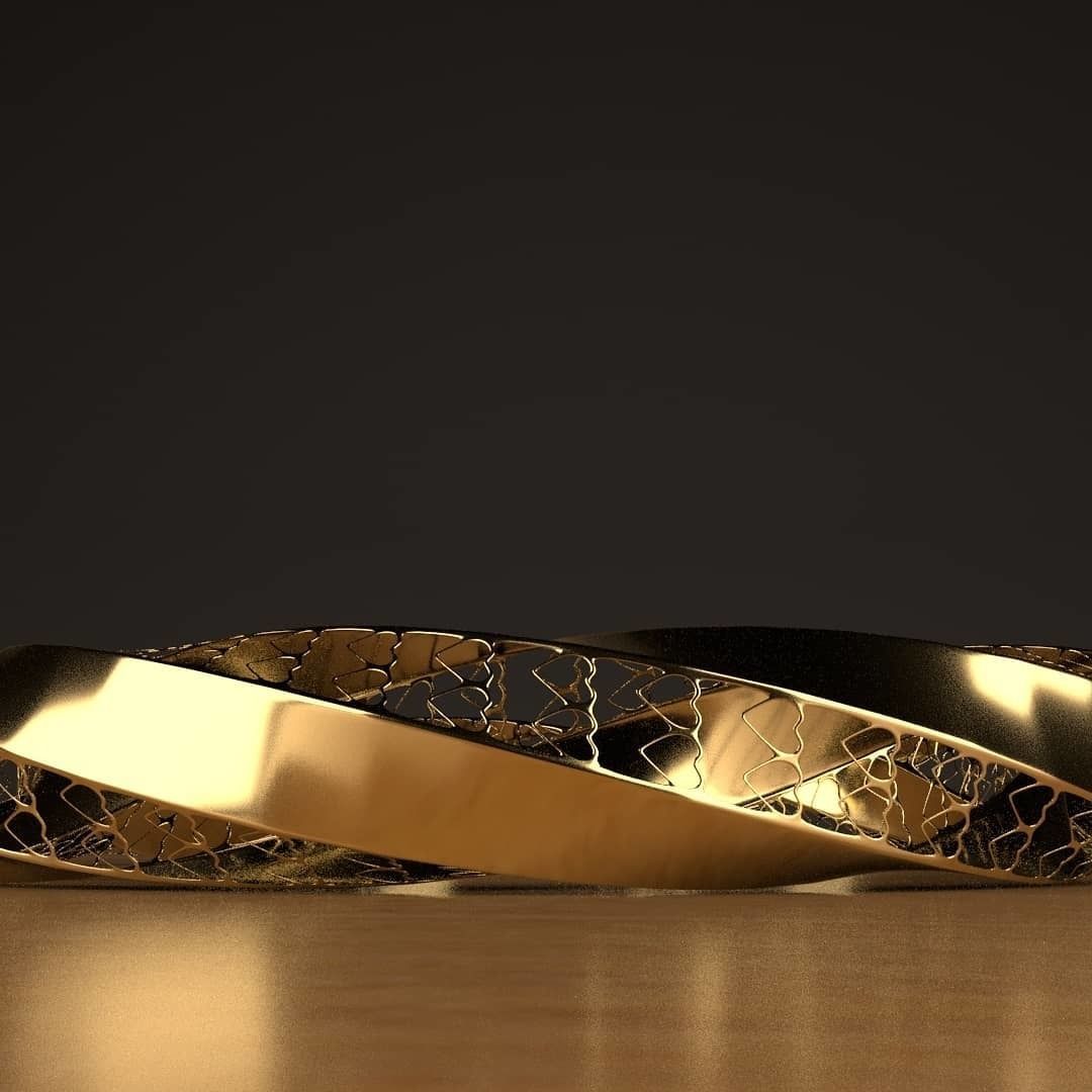 Magnificent Unique Golden Feminine Bracelet 3D model_2