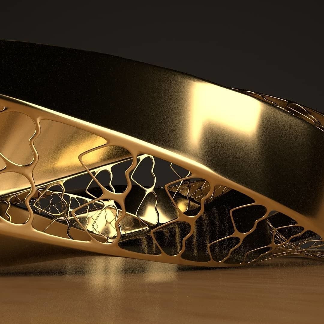 Magnificent Unique Golden Feminine Bracelet 3D model_3