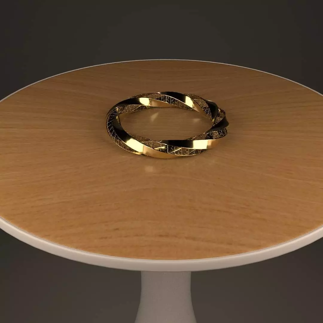 Magnificent Unique Golden Feminine Bracelet 3D model_0