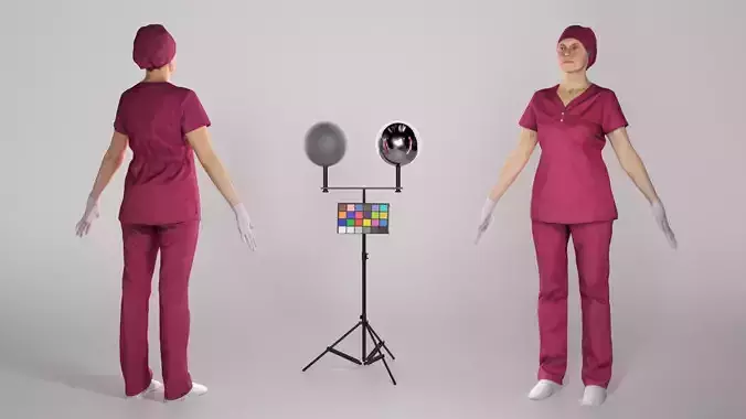 Nurse in red uniform ready for animation 282