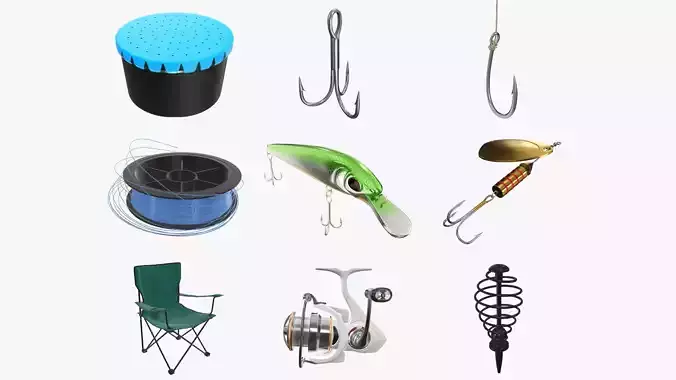 Fishing equipment 3D Model Collection