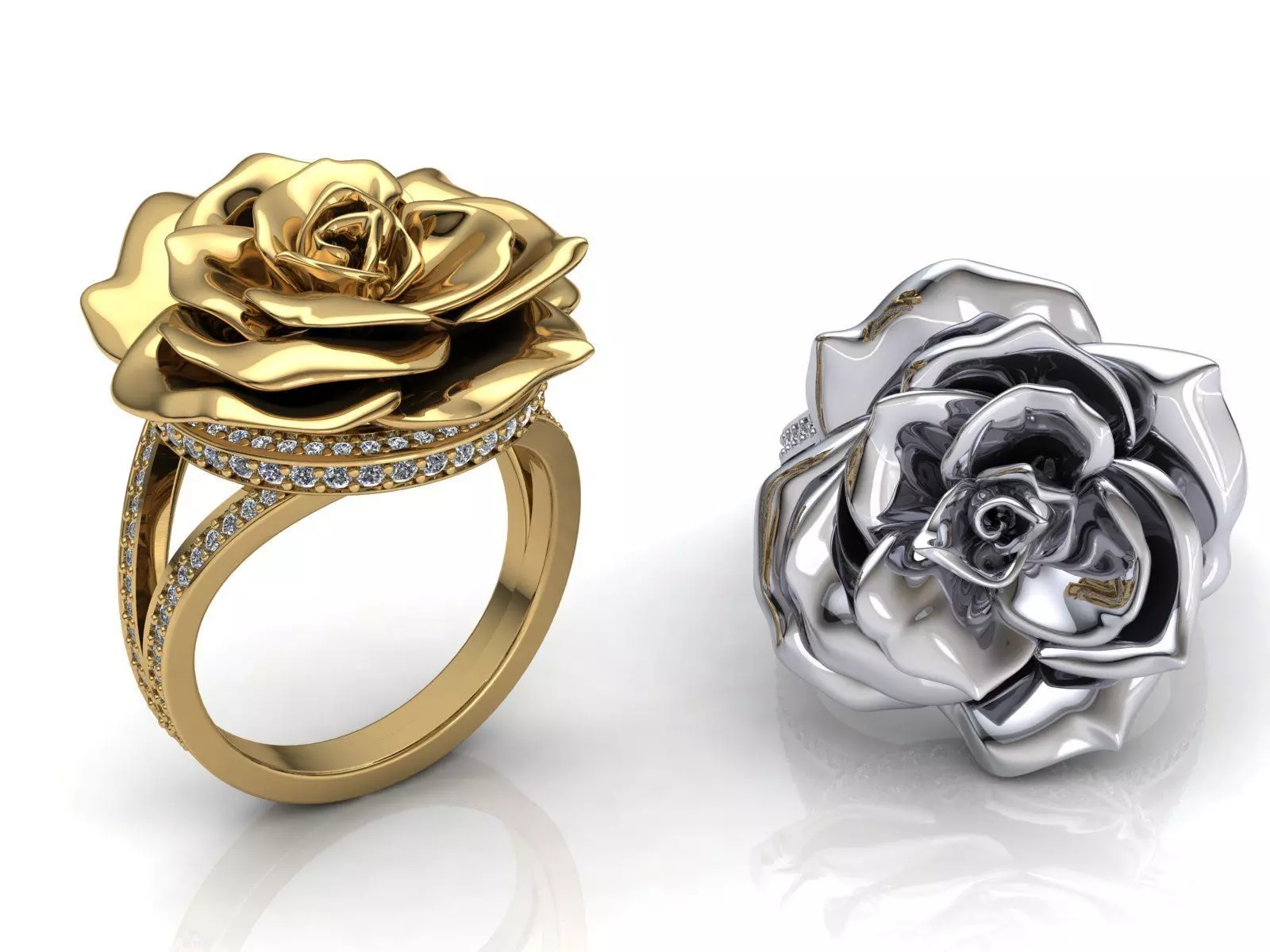 Rose Ring Diamonds 3D print model