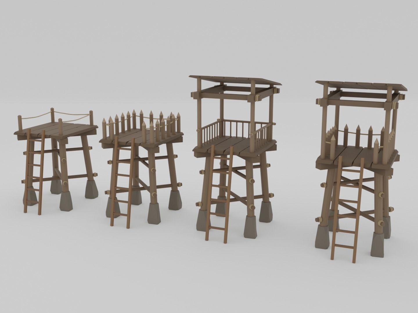 Archer towers Free low-poly 3D model_1