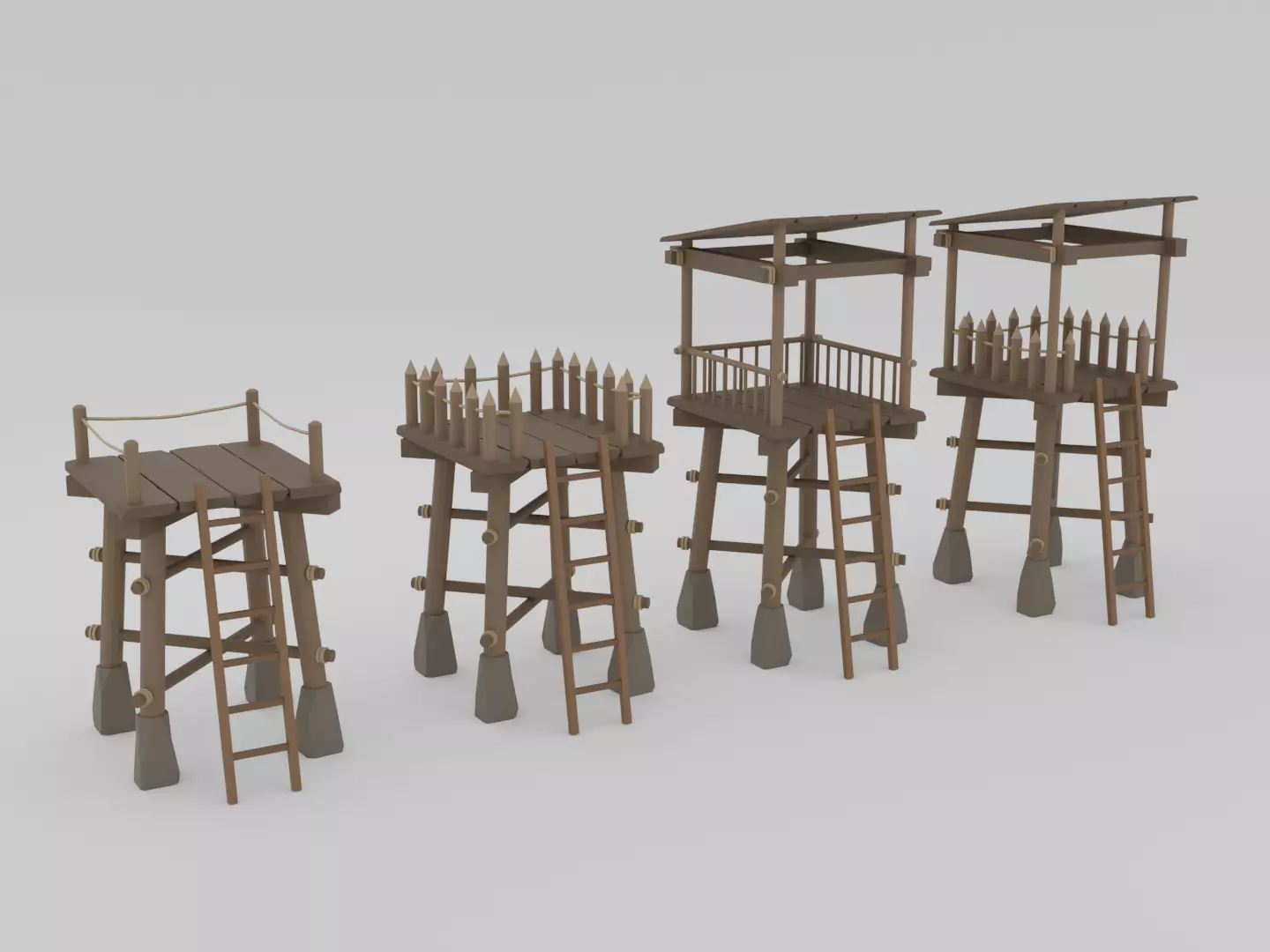 Archer towers Free low-poly 3D model_0