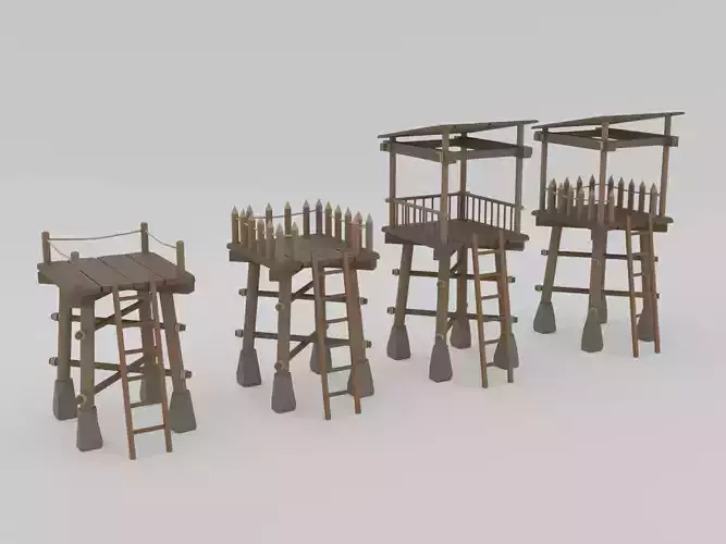 Archer towers Free low-poly 3D model