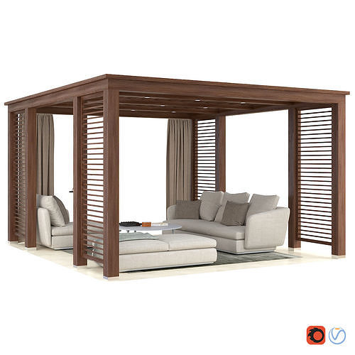 Garden gazebo with sofa Molteni and C Sloane Belsize Table Set 3D model