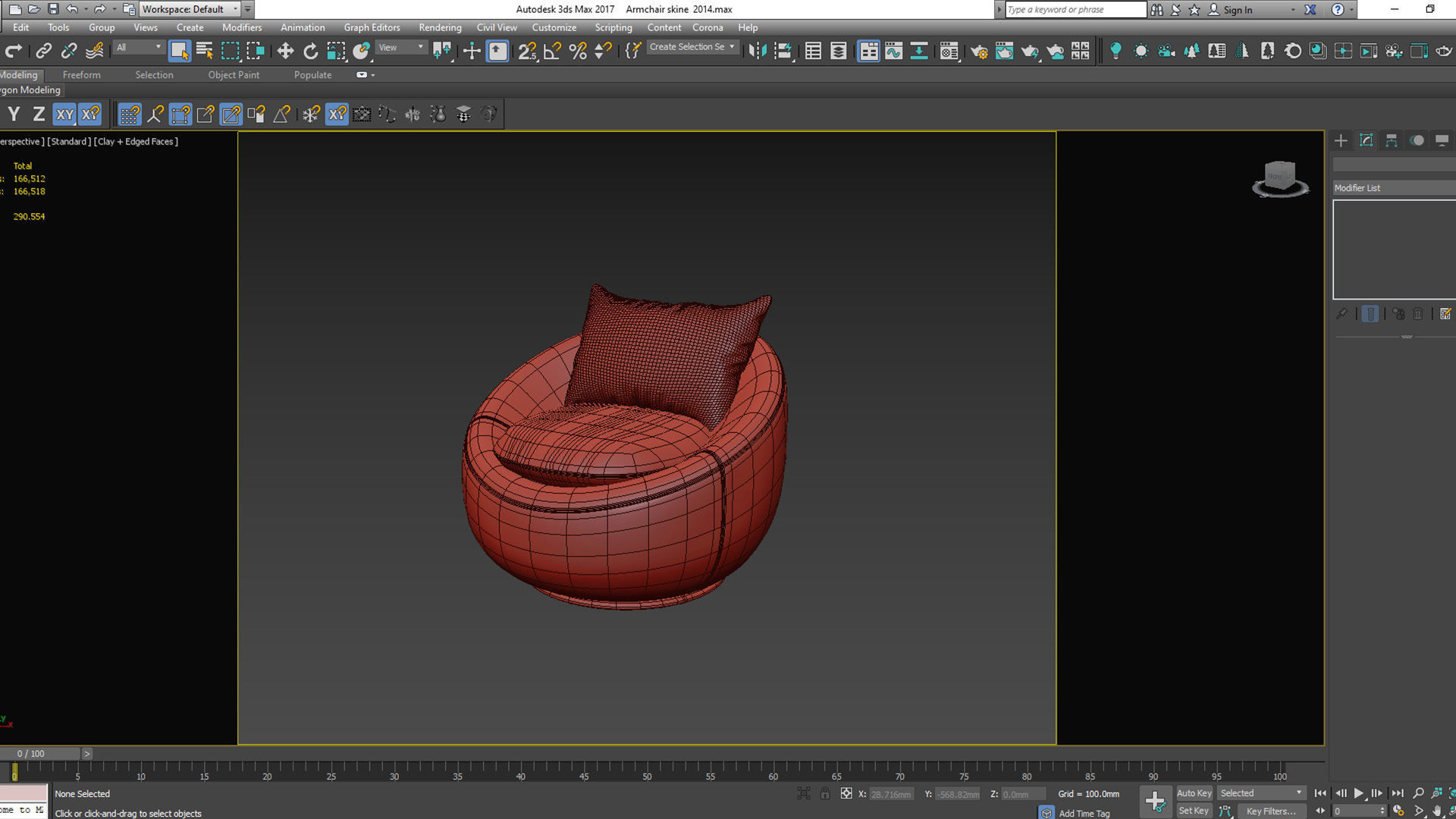 Armchair swivel chair Low-poly 3D model_7