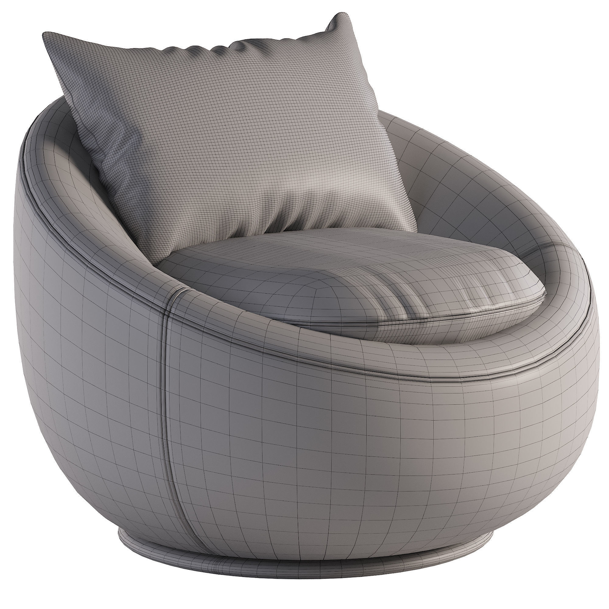 Armchair swivel chair Low-poly 3D model_5