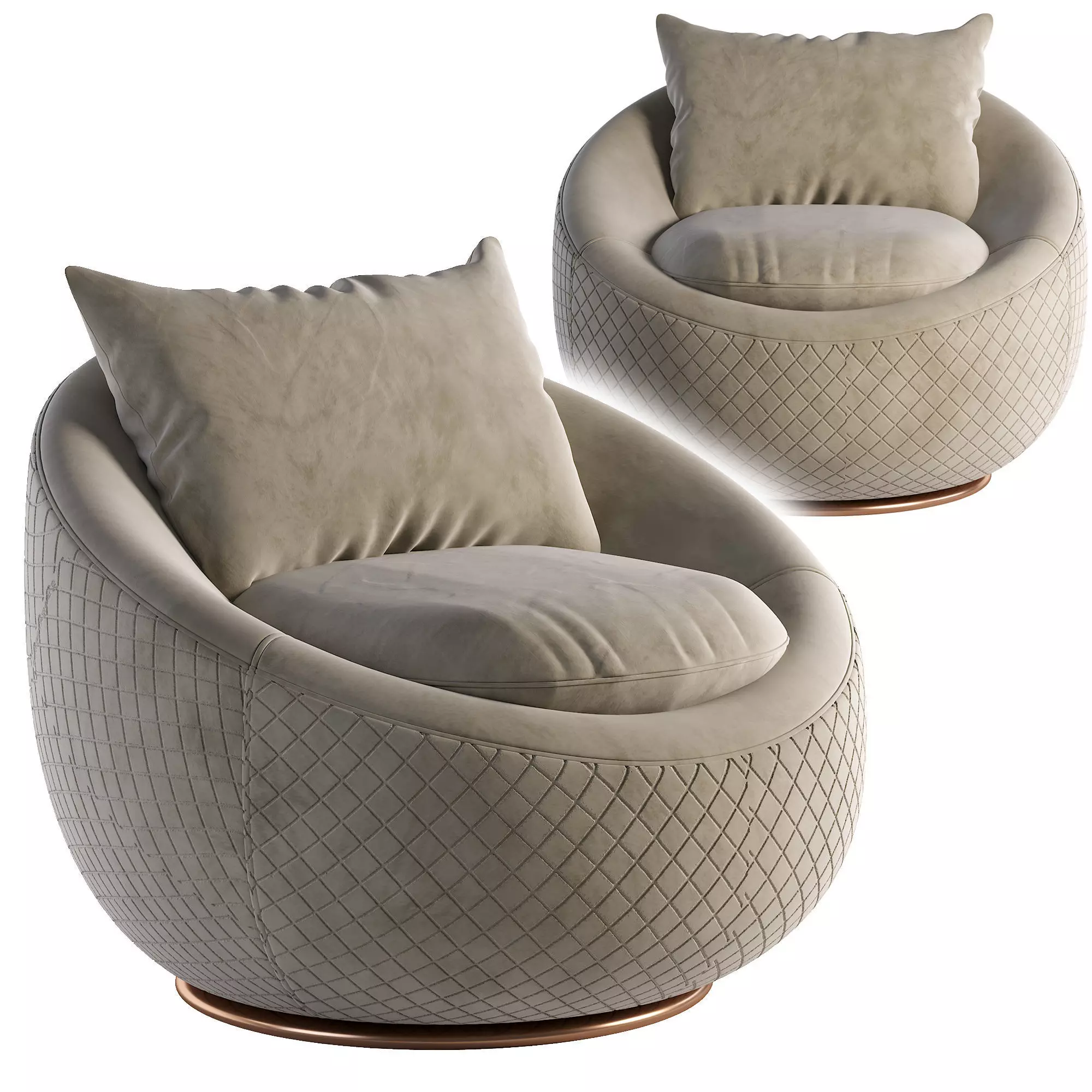 Armchair swivel chair Low-poly 3D model_0