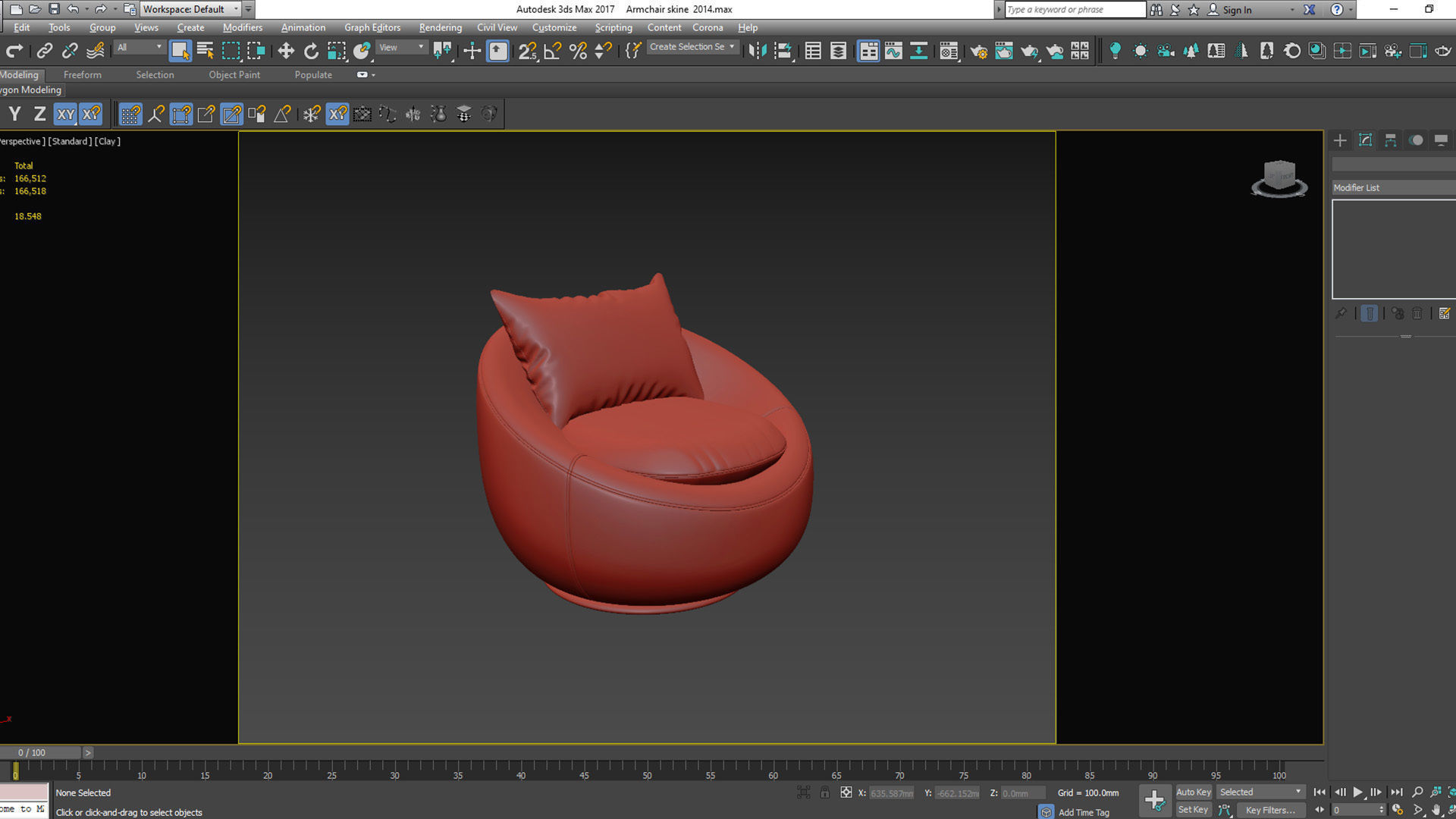 Armchair swivel chair Low-poly 3D model_12