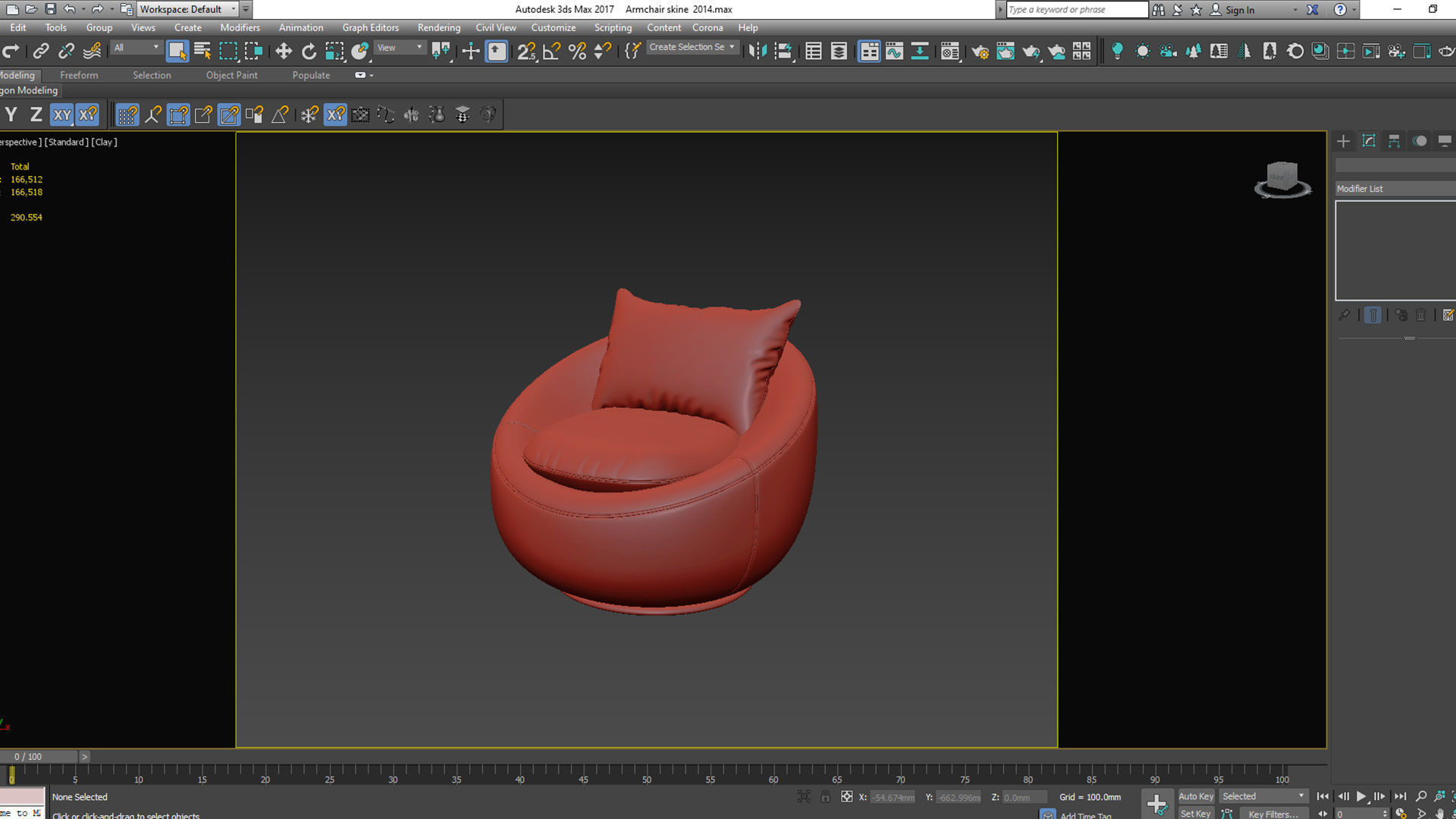 Armchair swivel chair Low-poly 3D model_8