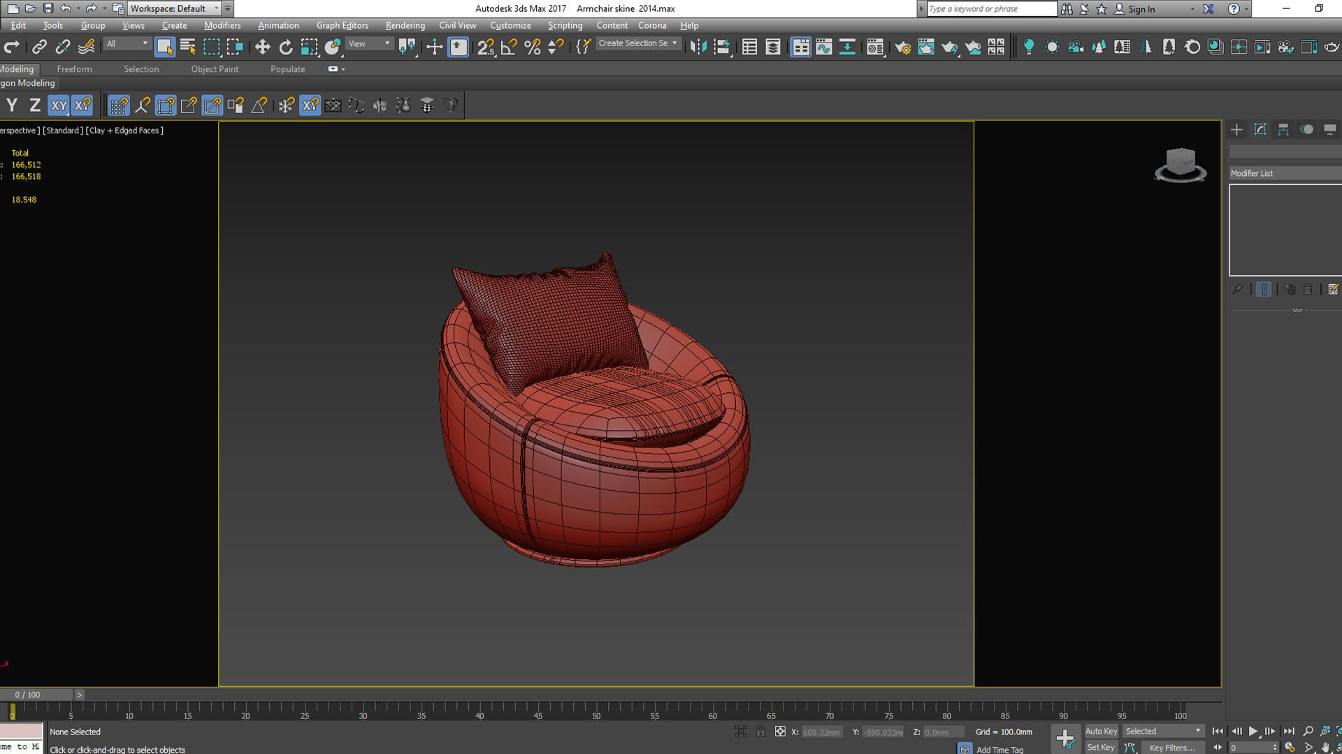 Armchair swivel chair Low-poly 3D model_6