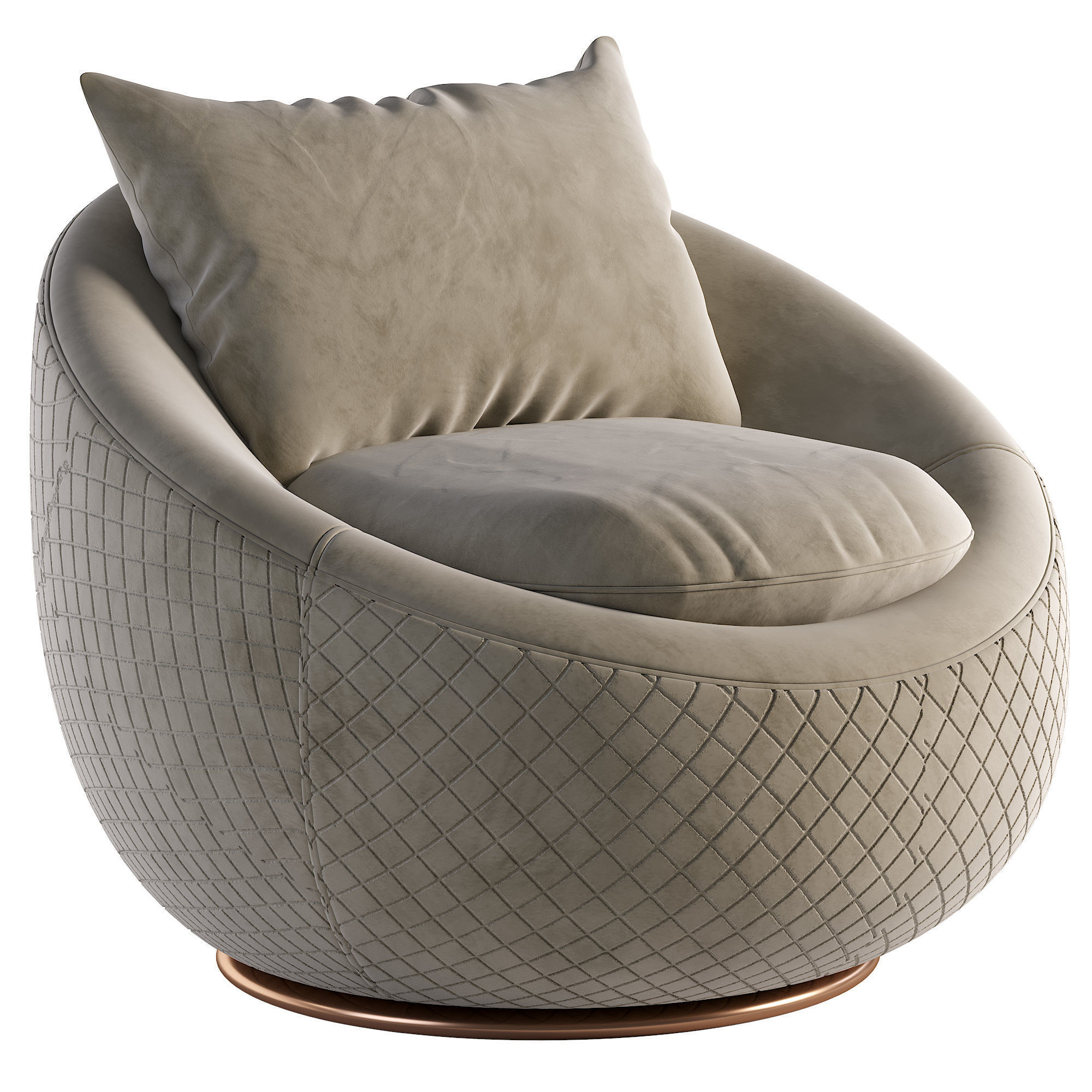 Armchair swivel chair Low-poly 3D model_1