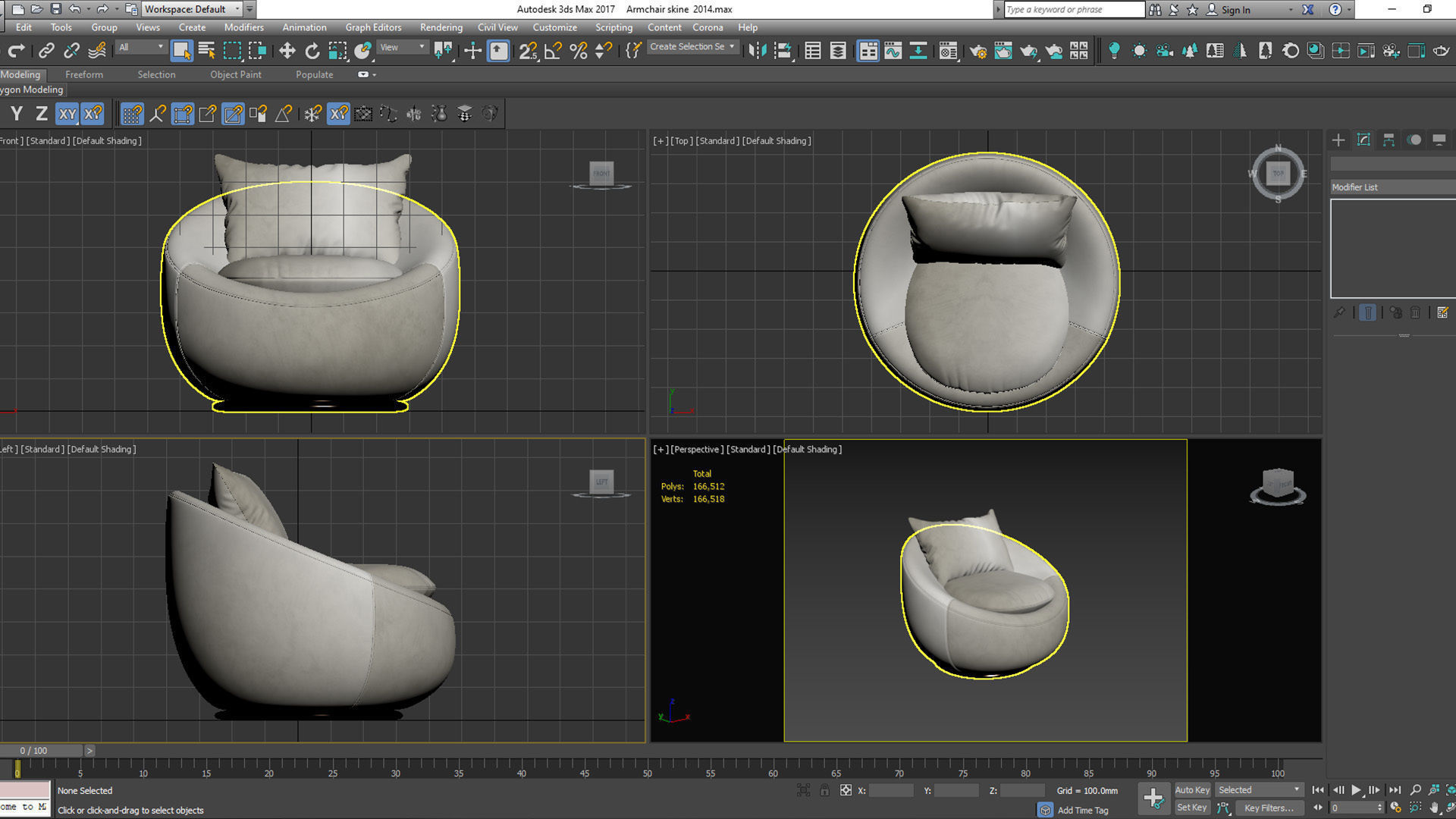 Armchair swivel chair Low-poly 3D model_10