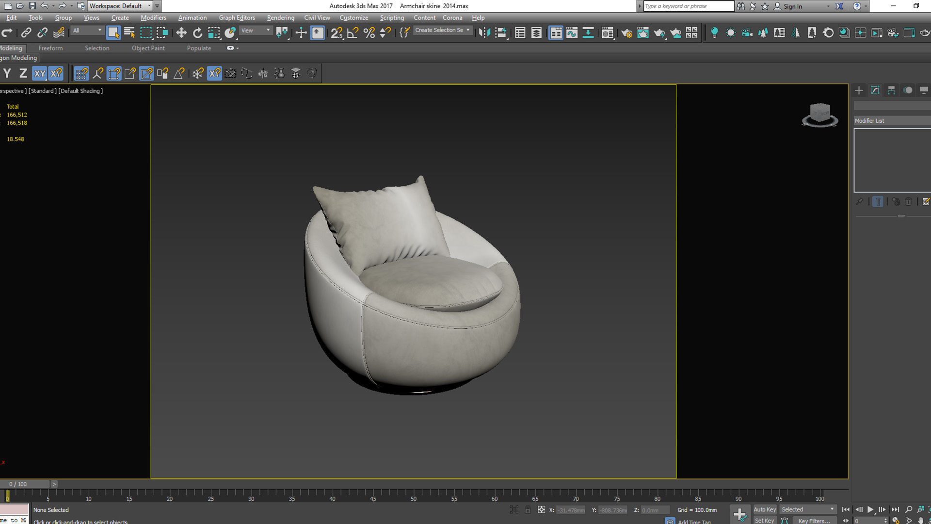 Armchair swivel chair Low-poly 3D model_11