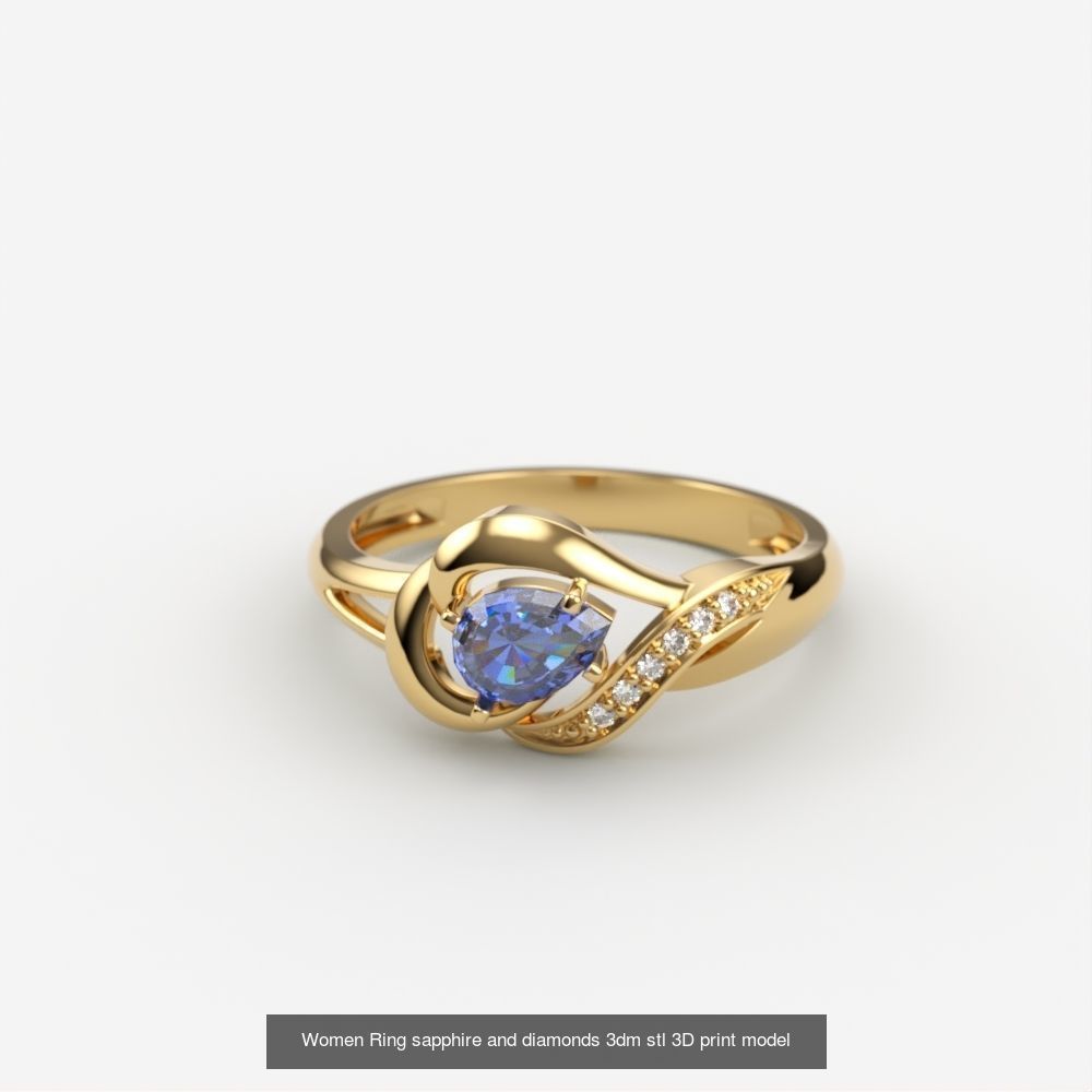 Jewelry set women ring and earrings 3dm stl 3D Model Collection_5