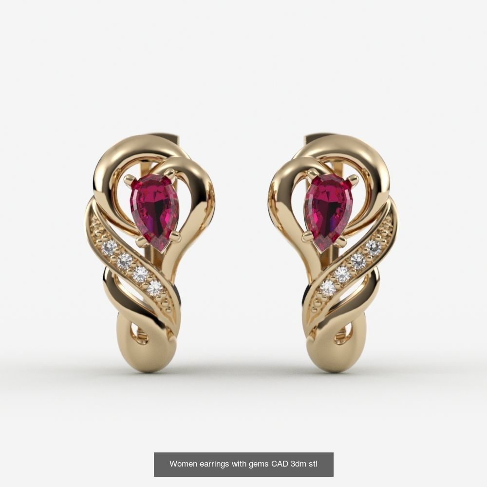 Jewelry set women ring and earrings 3dm stl 3D Model Collection_6