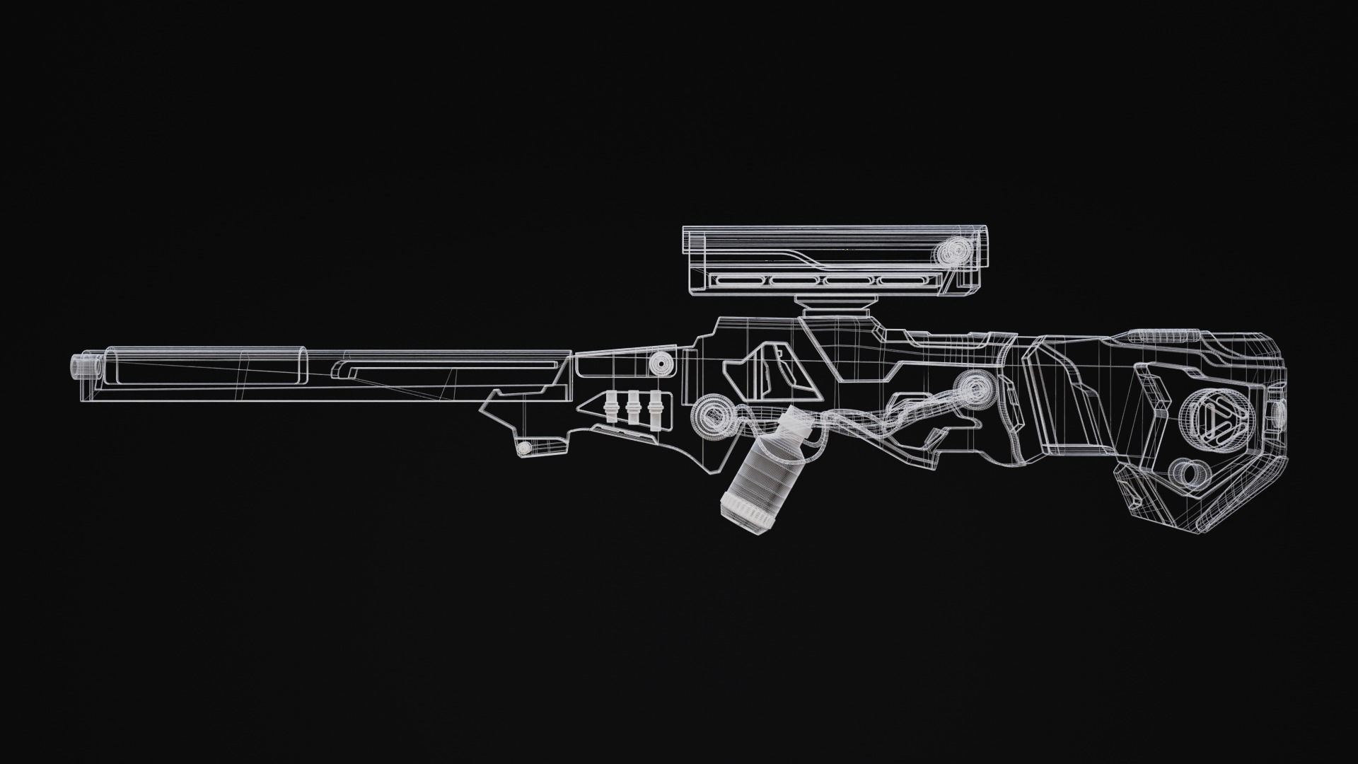 Zyphon Rifle Scifi Game Ready Low-poly 3D model_3