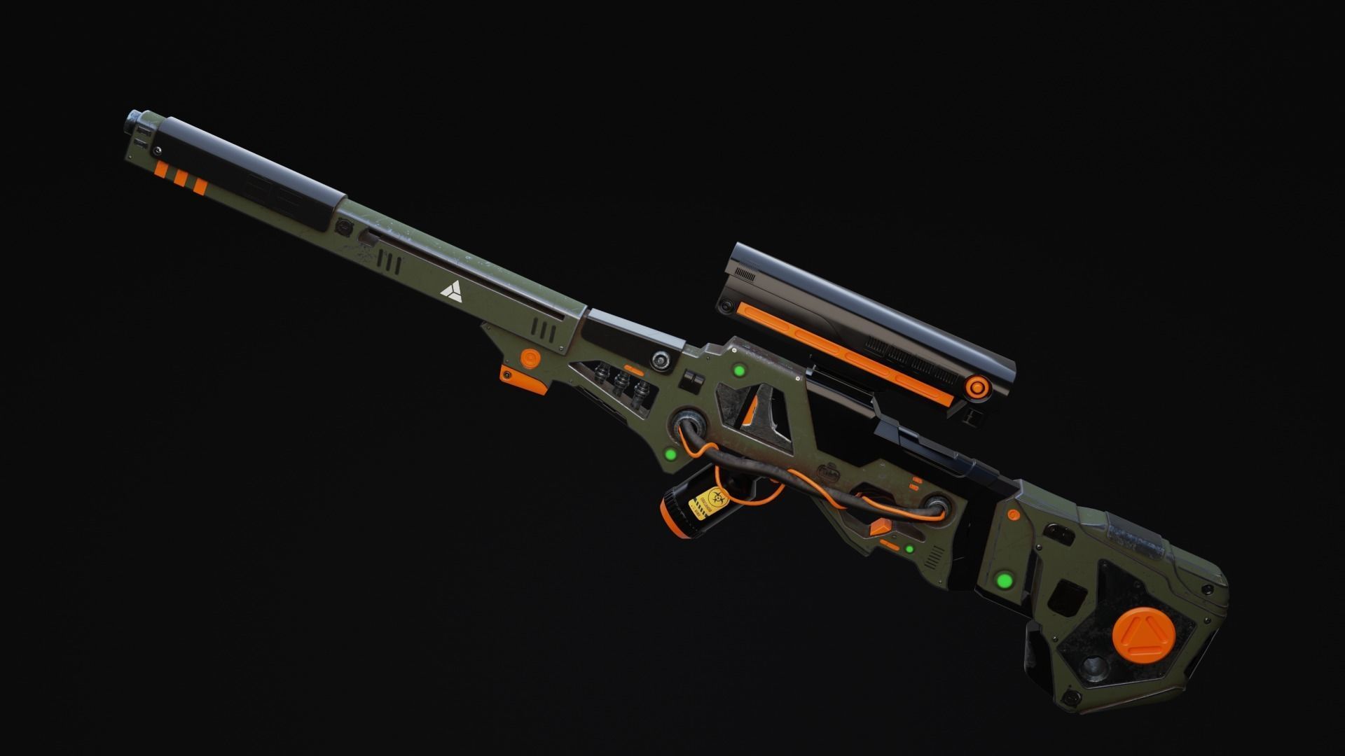 Zyphon Rifle Scifi Game Ready Low-poly 3D model_4